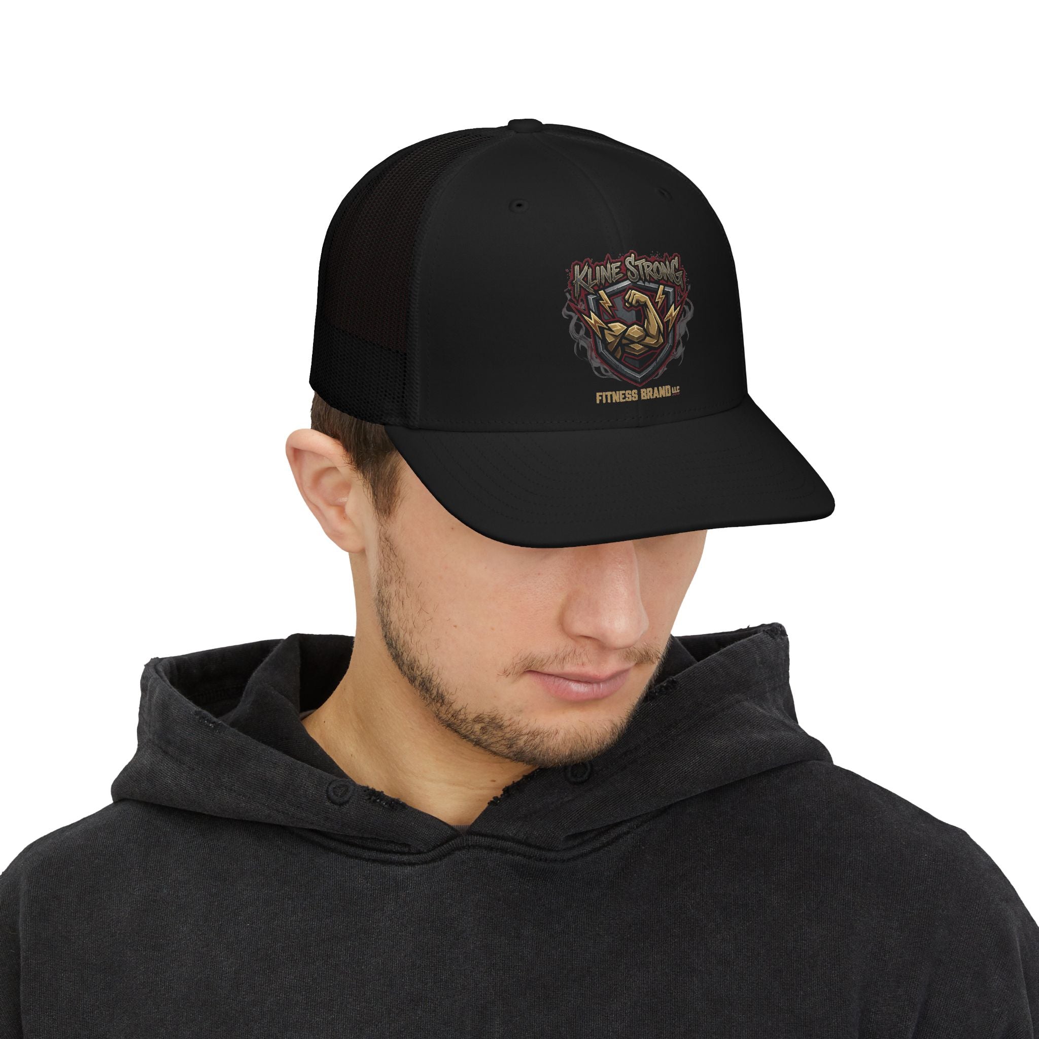 Vintage Muscle Trucker Cap — "Stay Strong" Fitness Snapback