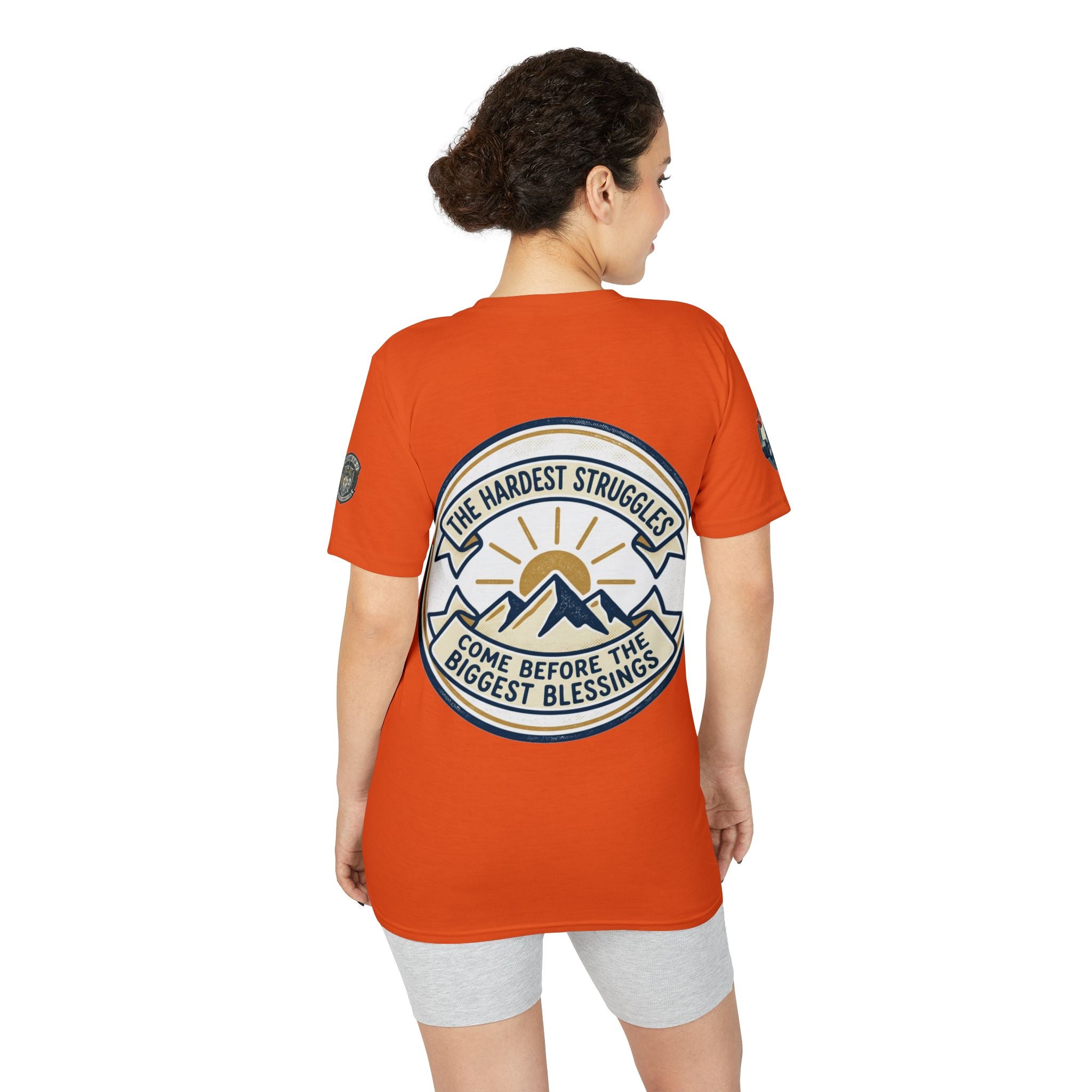 Performance T-Shirt — "Kline Strong" Fitness Tee with Motivational Back Patch: "The Hardest Struggles Come Before The Biggest Blessings"