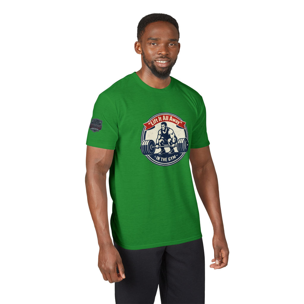 Christian Gym T-Shirt — "Lift It All Anyway" / Ephesians 6:10–17 Armor of God Fitness Tee