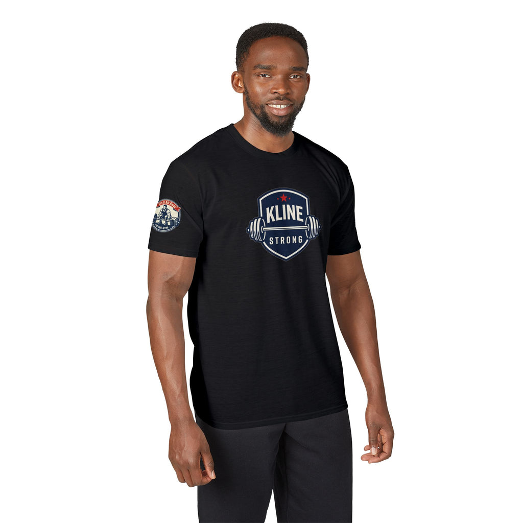 Performance T-Shirt — "Kline Strong" Fitness Tee with Motivational Back Patch: "The Hardest Struggles Come Before The Biggest Blessings"