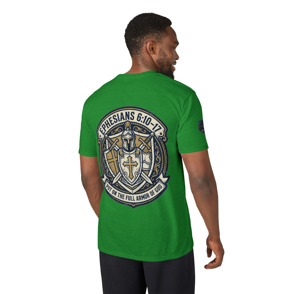 Christian Gym T-Shirt — "Lift It All Anyway" / Ephesians 6:10–17 Armor of God Fitness Tee