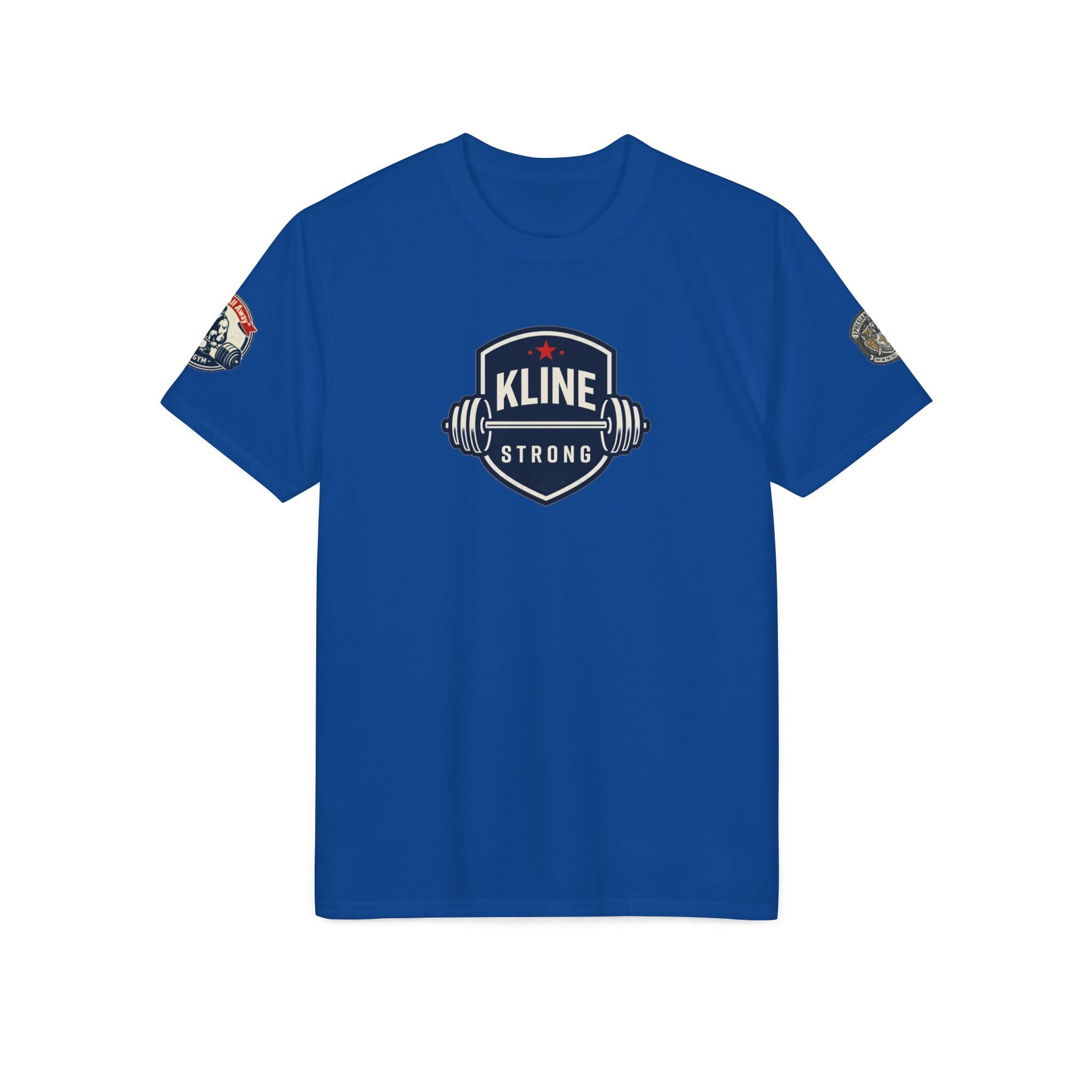 Performance T-Shirt — "Kline Strong" Fitness Tee with Motivational Back Patch: "The Hardest Struggles Come Before The Biggest Blessings"