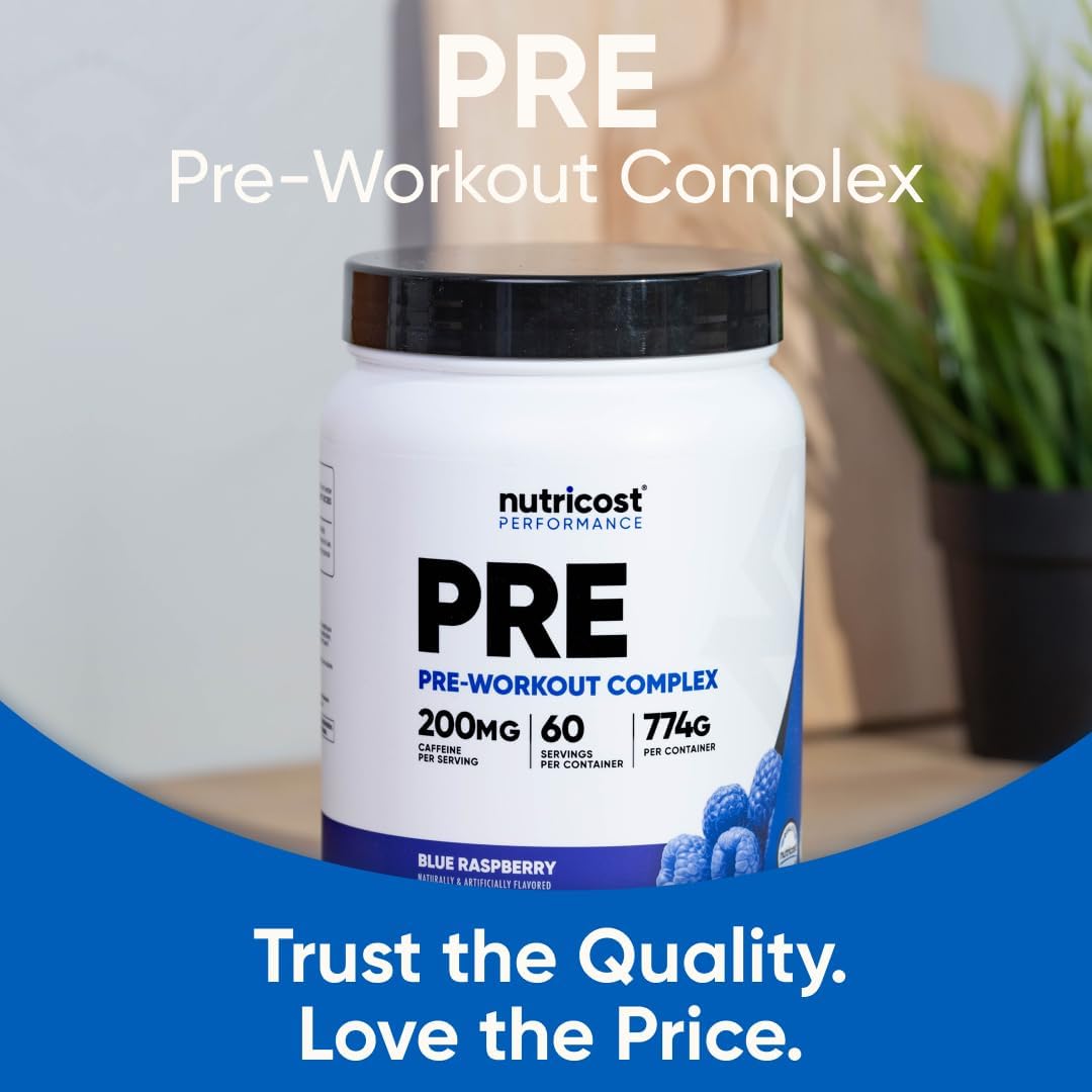 Nutricost Pre-Workout Complex Powder (Blue Raspberry) 30 Servings | Pre-Workout Supplement with Beta-Alanine, Taurine & Amino Acids