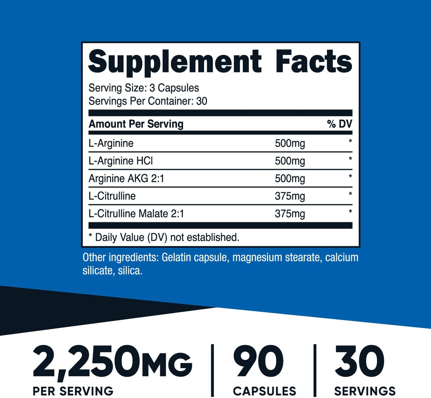 Nutricost Nitric Oxide Booster 2250mg, 180 Capsules, Gluten Free | 750mg Per Casule, 60 Servings, GMO-Free