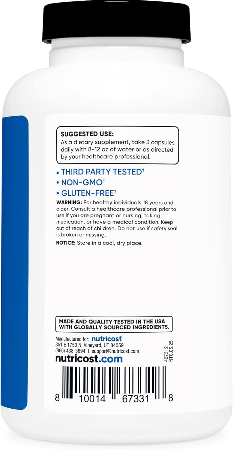 Nutricost Nitric Oxide Booster 2250mg, 180 Capsules, Gluten Free | 750mg Per Casule, 60 Servings, GMO-Free