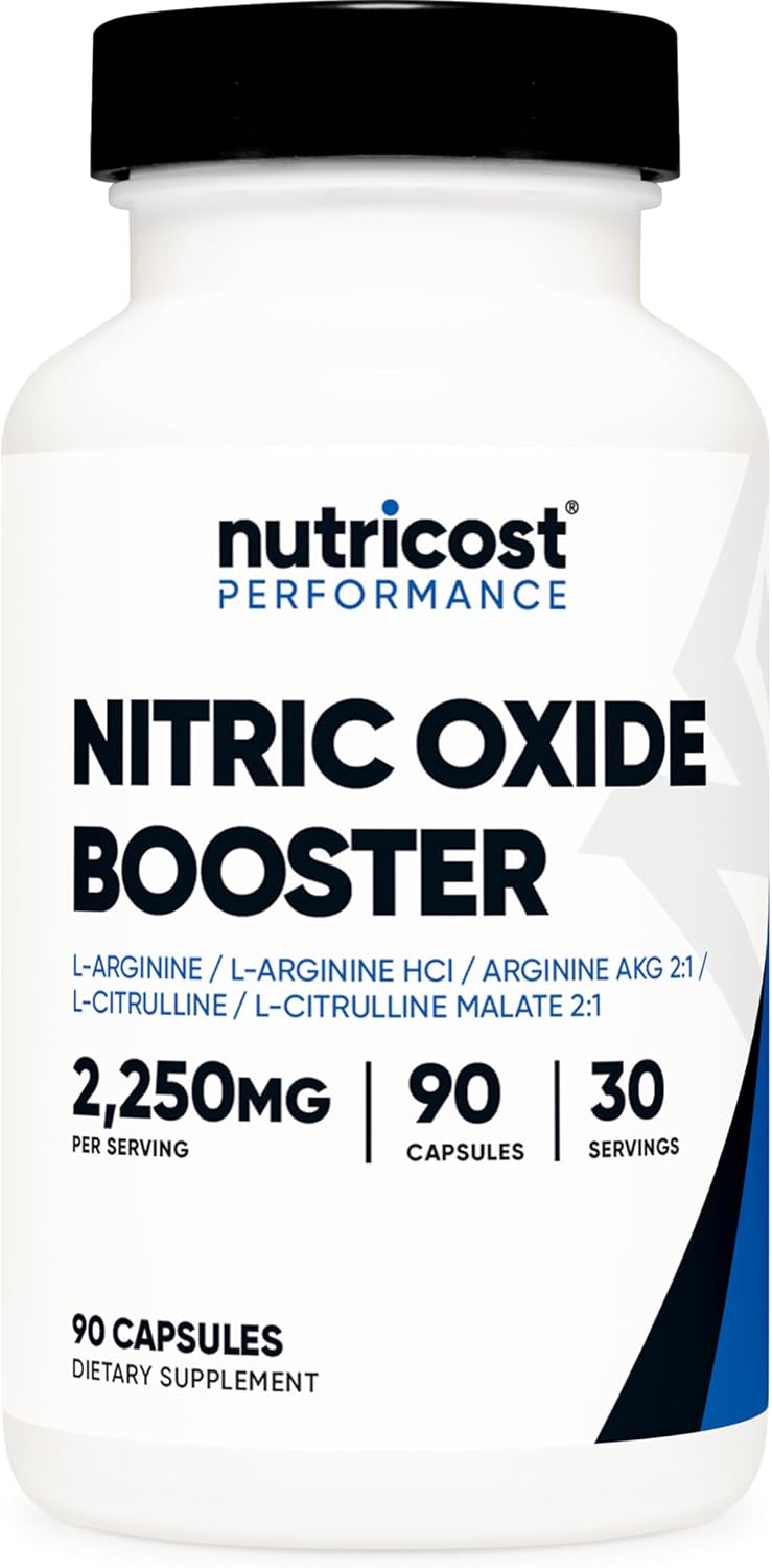 Nutricost Nitric Oxide Booster 2250mg, 180 Capsules, Gluten Free | 750mg Per Casule, 60 Servings, GMO-Free