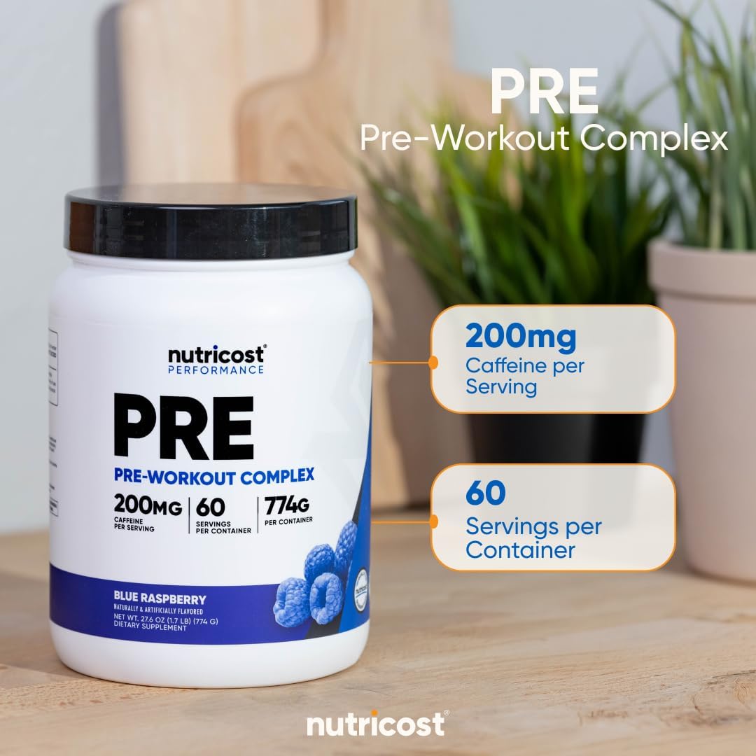 Nutricost Pre-Workout Complex Powder (Blue Raspberry) 30 Servings | Pre-Workout Supplement with Beta-Alanine, Taurine & Amino Acids