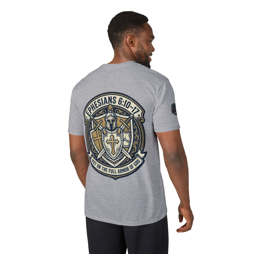 Christian Gym T-Shirt — "Lift It All Anyway" / Ephesians 6:10–17 Armor of God Fitness Tee