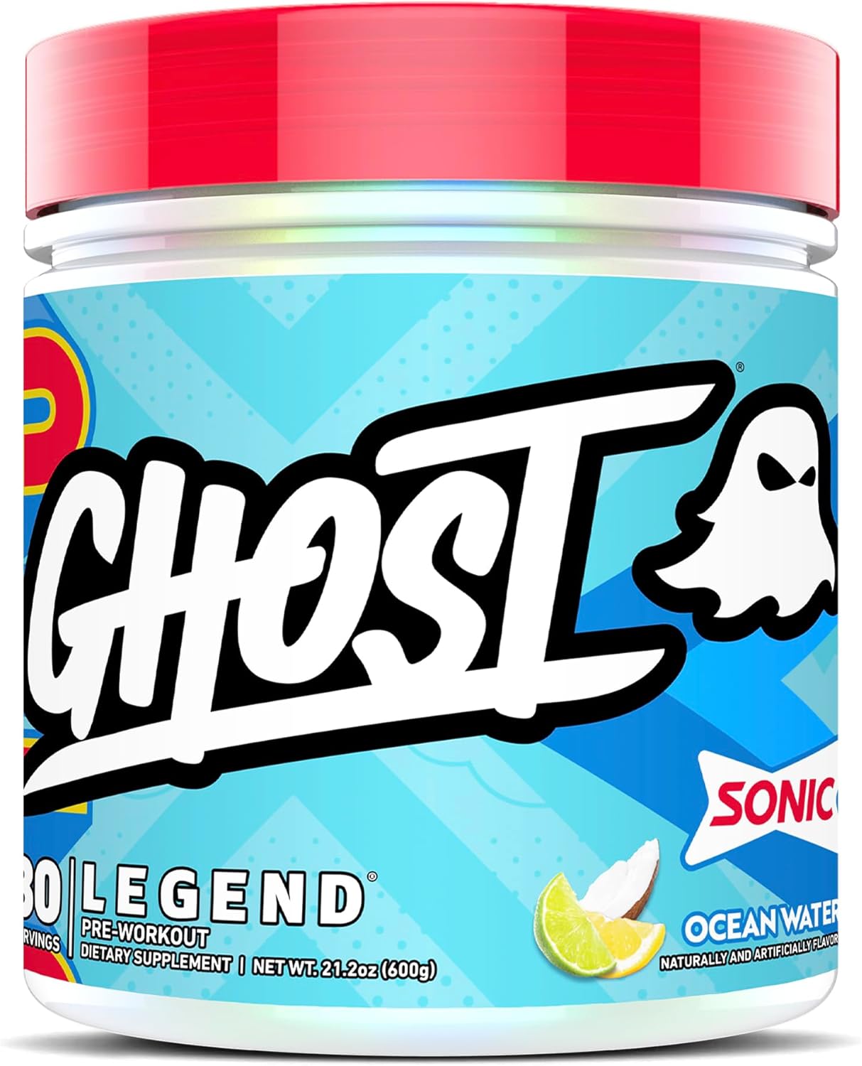 GHOST Legend Pre-Workout Powder, Sonic Cherry Limeade, 30 Servings | Pre-Workout with 300MG Caffeine, L-Citrulline, & Beta Alanine - Energy & Focus for Men & Women - Free of Soy, Sugar, & Gluten