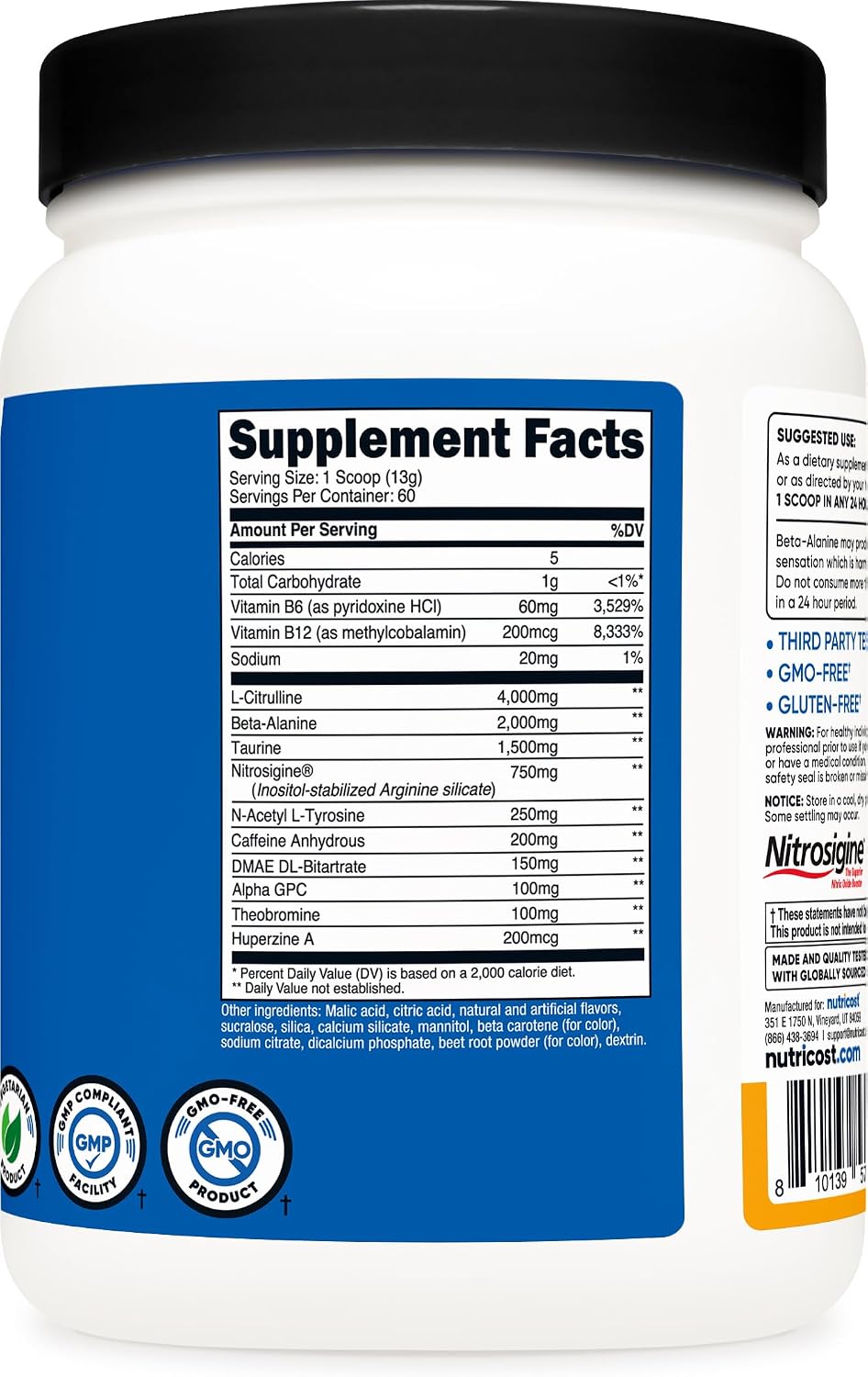 Nutricost Pre-Workout Complex Powder (Blue Raspberry) 30 Servings | Pre-Workout Supplement with Beta-Alanine, Taurine & Amino Acids