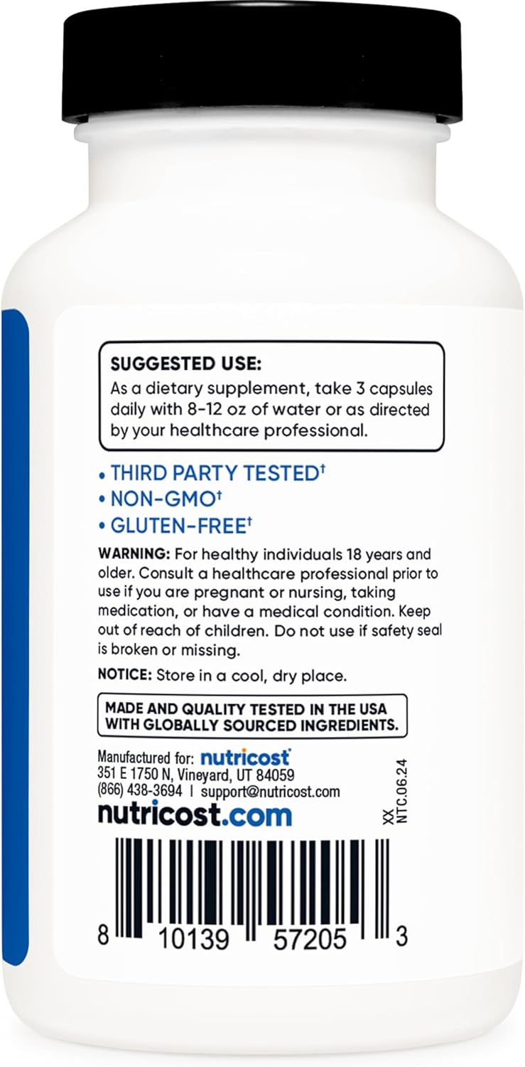 Nutricost Nitric Oxide Booster 2250mg, 180 Capsules, Gluten Free | 750mg Per Casule, 60 Servings, GMO-Free