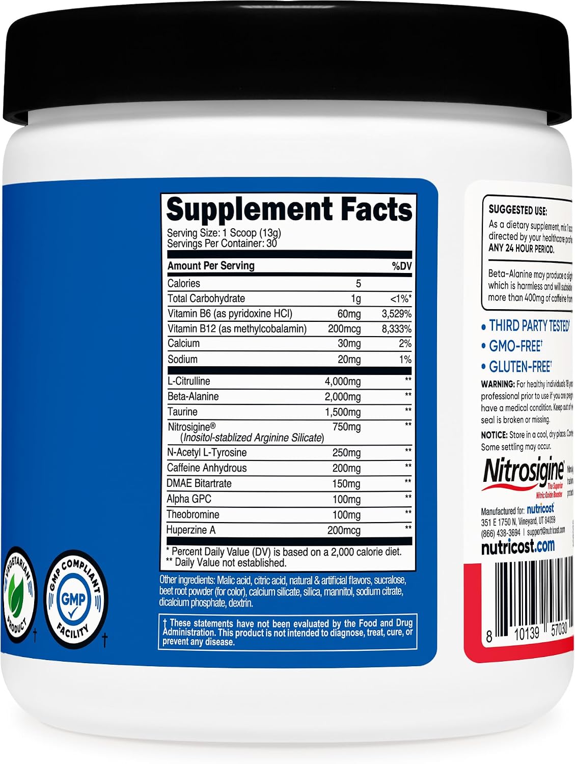 Nutricost Pre-Workout Complex Powder (Blue Raspberry) 30 Servings | Pre-Workout Supplement with Beta-Alanine, Taurine & Amino Acids