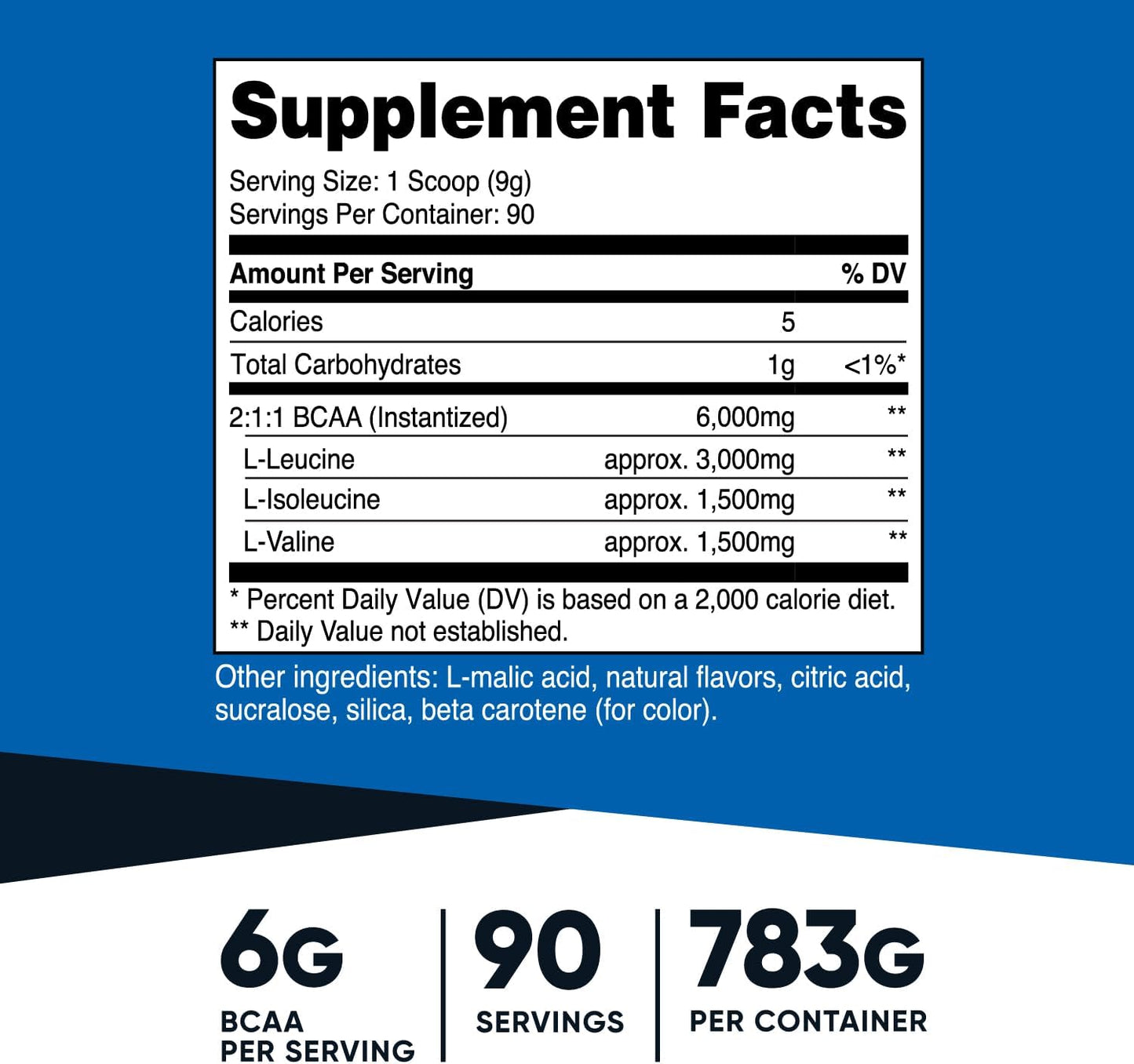 Nutricost BCAA Powder (Strawberry Kiwi, 90 Servings) - Optimal 2:1:1 Ratio