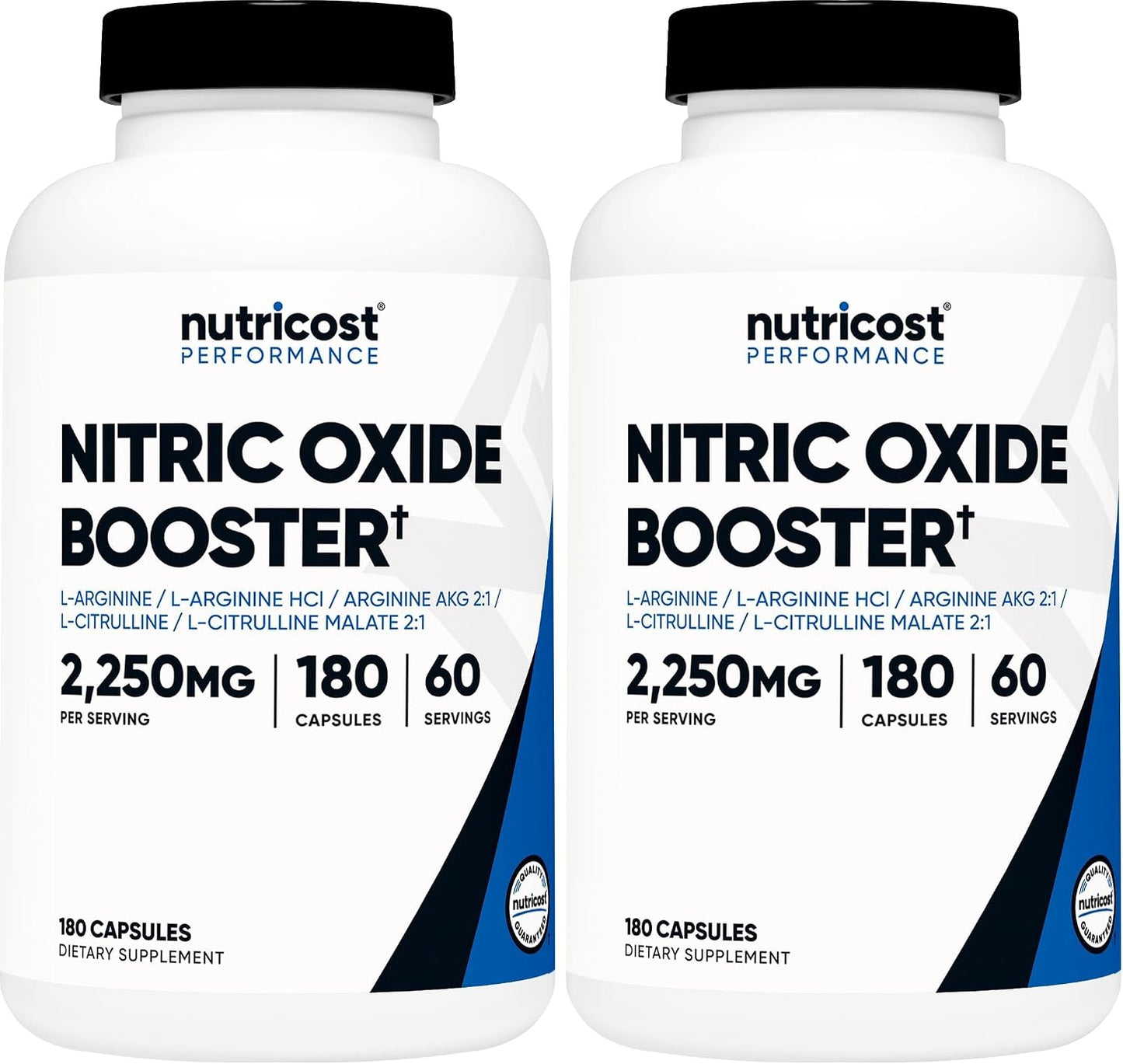 Nutricost Nitric Oxide Booster 2250mg, 180 Capsules, Gluten Free | 750mg Per Casule, 60 Servings, GMO-Free