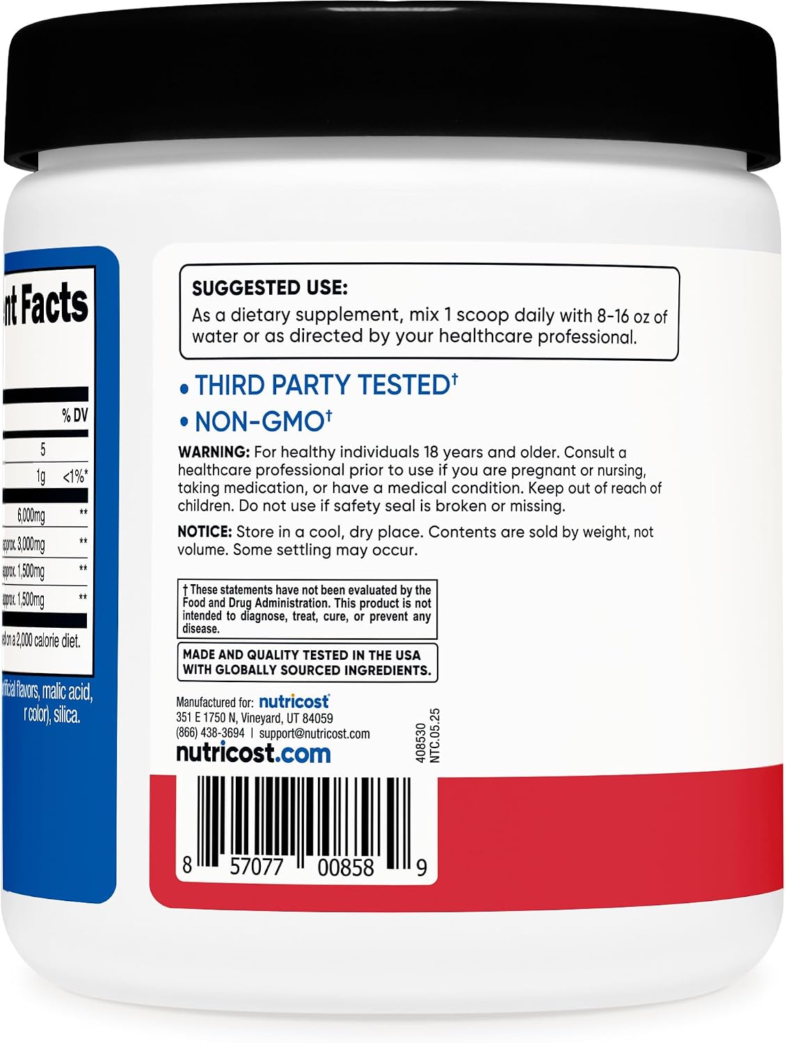 Nutricost BCAA Powder (Strawberry Kiwi, 90 Servings) - Optimal 2:1:1 Ratio