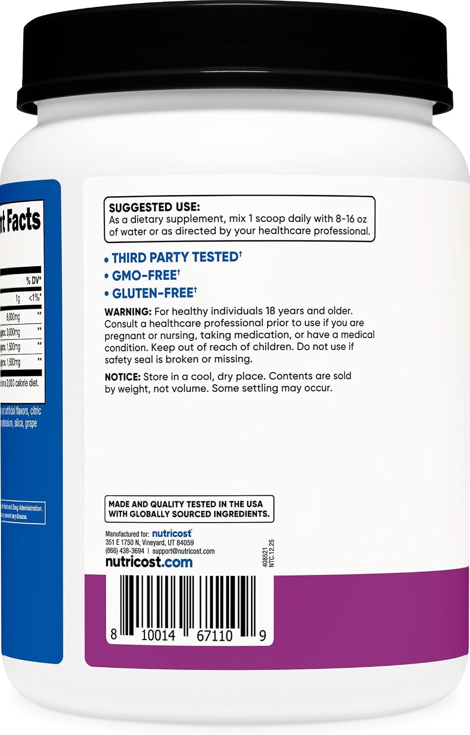 Nutricost BCAA Powder (Strawberry Kiwi, 90 Servings) - Optimal 2:1:1 Ratio
