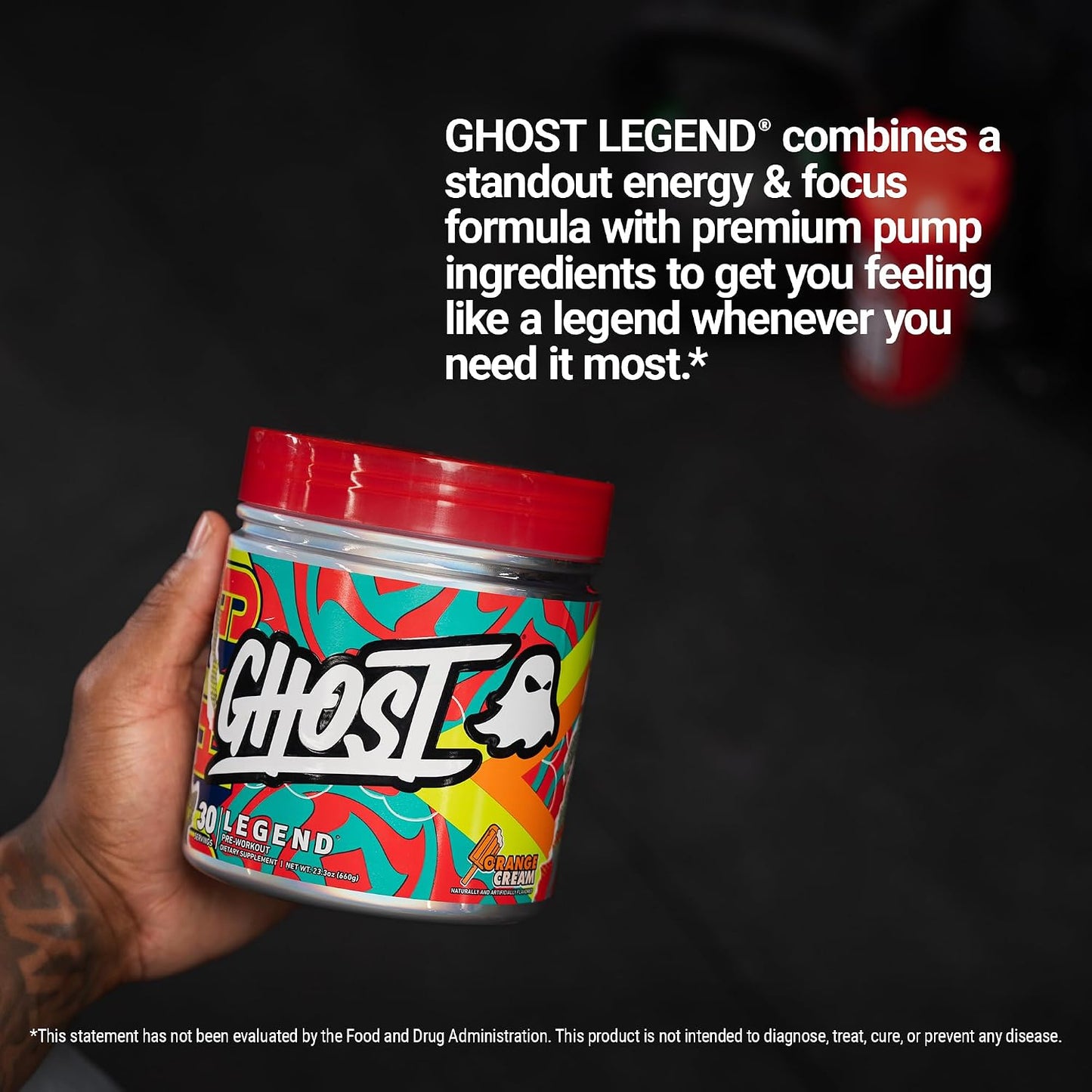 GHOST Legend Pre-Workout Powder, Sonic Cherry Limeade, 30 Servings | Pre-Workout with 300MG Caffeine, L-Citrulline, & Beta Alanine - Energy & Focus for Men & Women - Free of Soy, Sugar, & Gluten