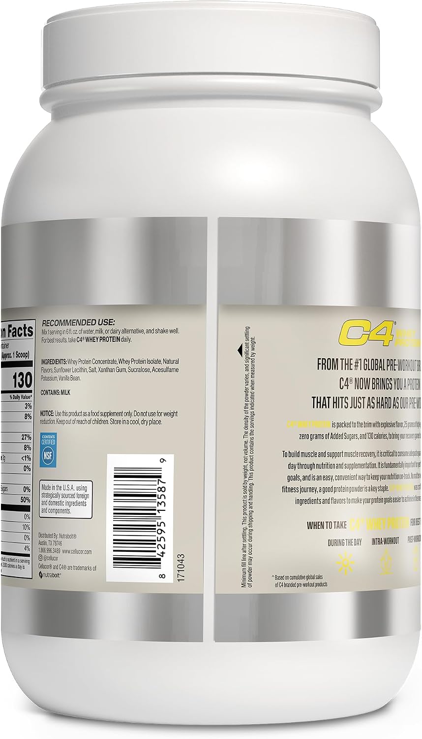 C4 Whey Protein Powder, 25g of Protein for Muscle Recover, 28 Servings