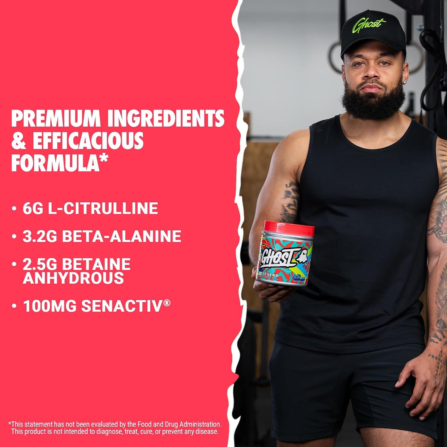 GHOST Legend Pre-Workout Powder, Sonic Cherry Limeade, 30 Servings | Pre-Workout with 300MG Caffeine, L-Citrulline, & Beta Alanine - Energy & Focus for Men & Women - Free of Soy, Sugar, & Gluten