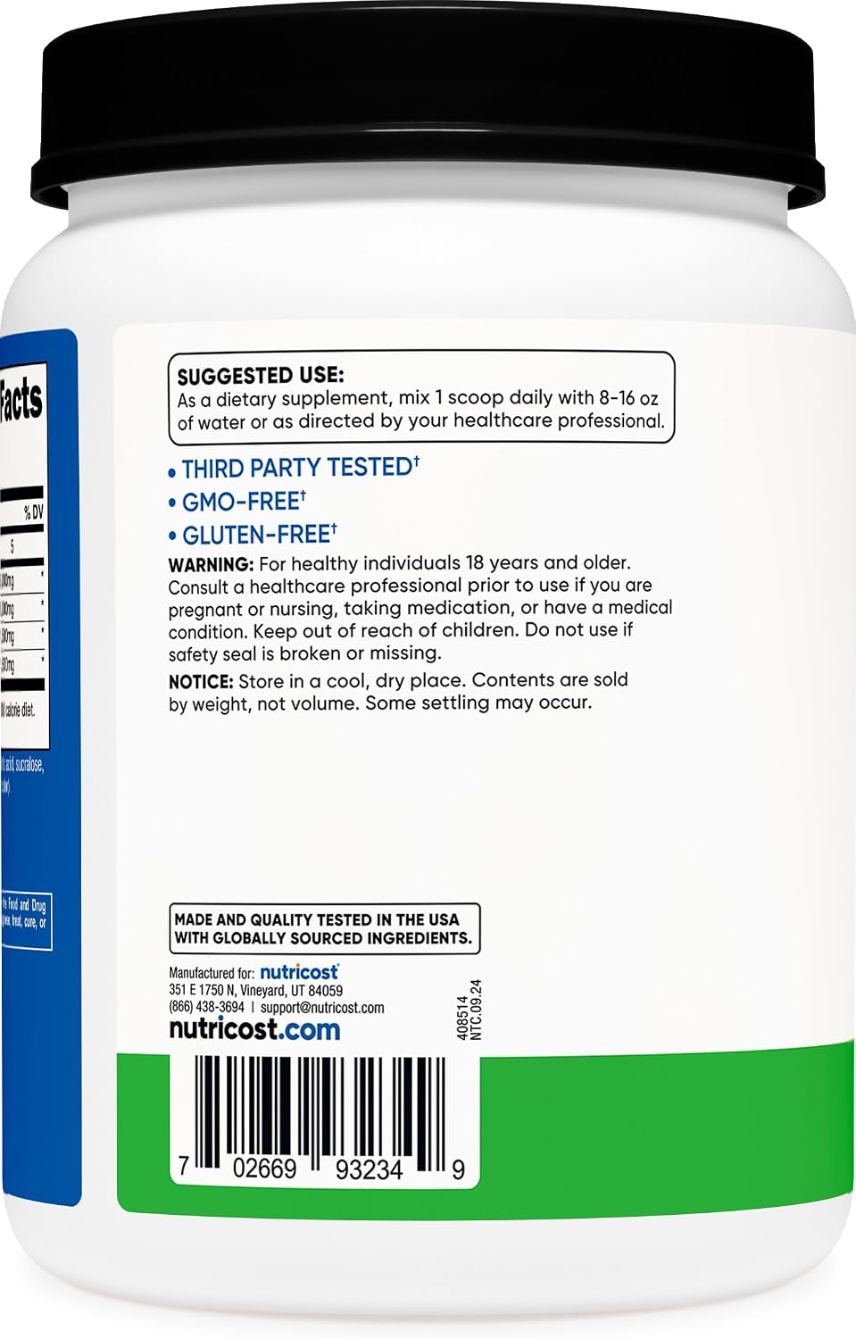 Nutricost BCAA Powder (Strawberry Kiwi, 90 Servings) - Optimal 2:1:1 Ratio