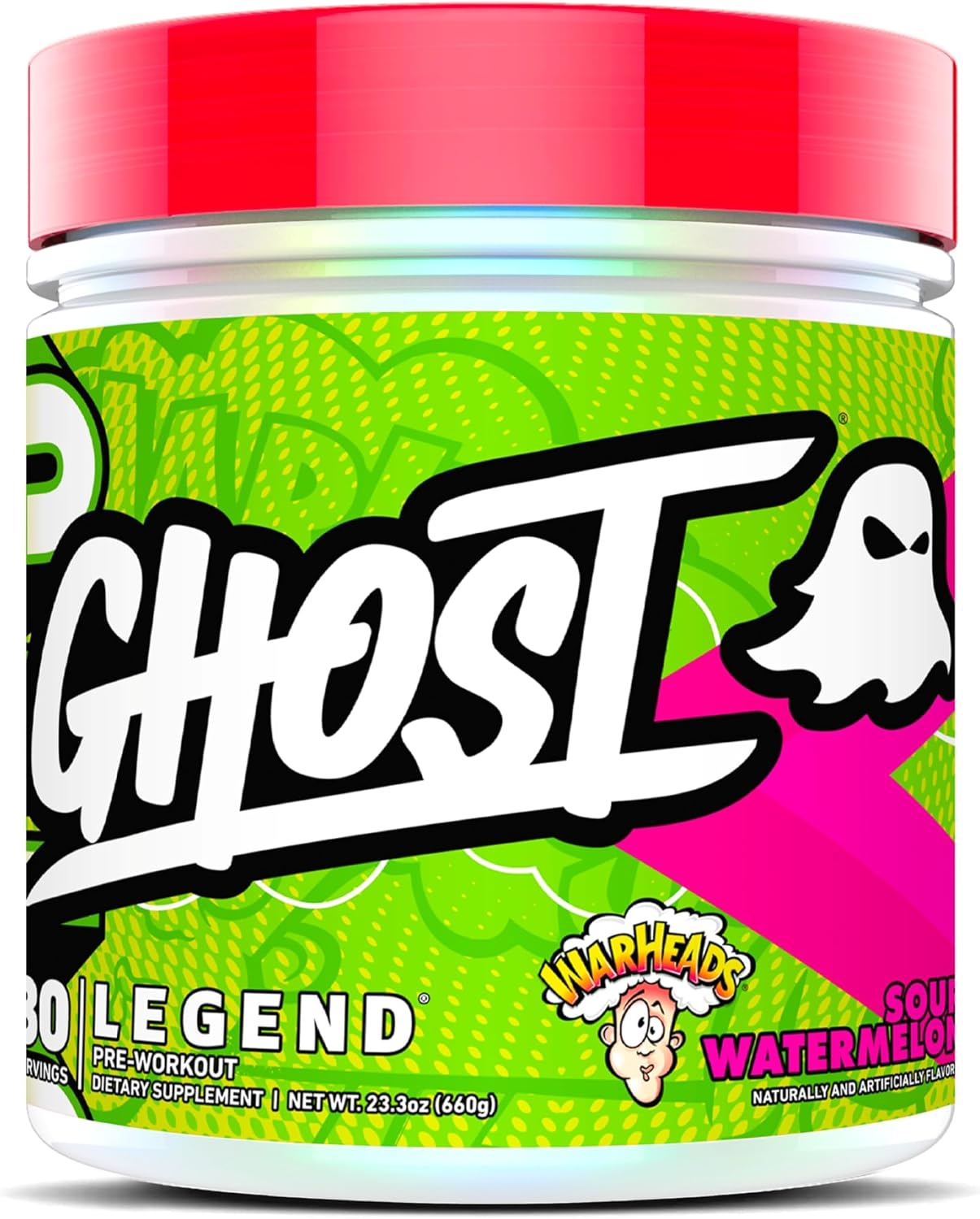 GHOST Legend Pre-Workout Powder, Sonic Cherry Limeade, 30 Servings | Pre-Workout with 300MG Caffeine, L-Citrulline, & Beta Alanine - Energy & Focus for Men & Women - Free of Soy, Sugar, & Gluten
