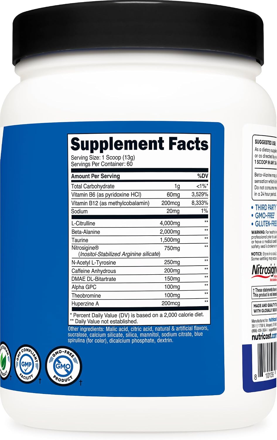 Nutricost Pre-Workout Complex Powder (Blue Raspberry) 30 Servings | Pre-Workout Supplement with Beta-Alanine, Taurine & Amino Acids