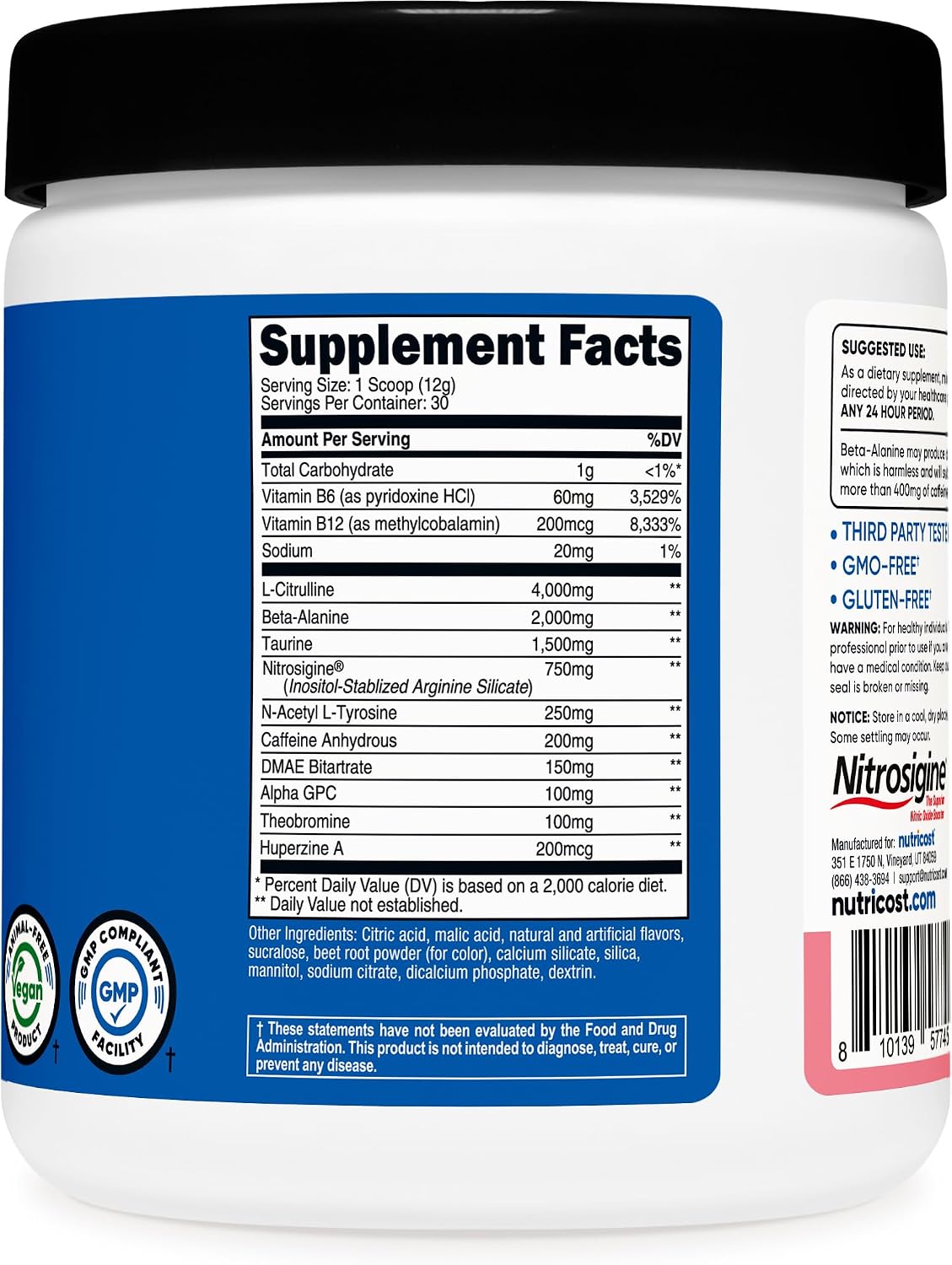Nutricost Pre-Workout Complex Powder (Blue Raspberry) 30 Servings | Pre-Workout Supplement with Beta-Alanine, Taurine & Amino Acids