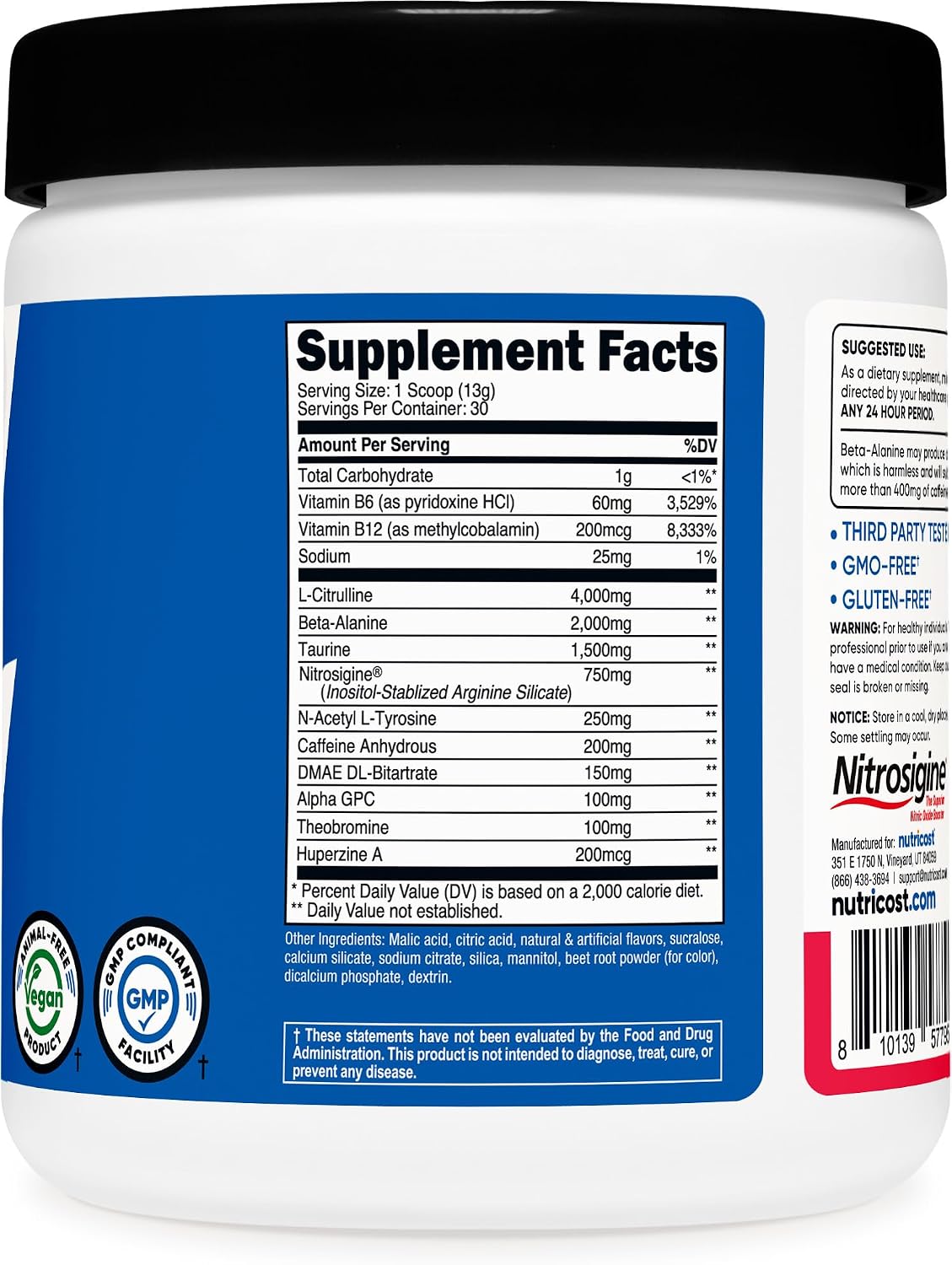 Nutricost Pre-Workout Complex Powder (Blue Raspberry) 30 Servings | Pre-Workout Supplement with Beta-Alanine, Taurine & Amino Acids