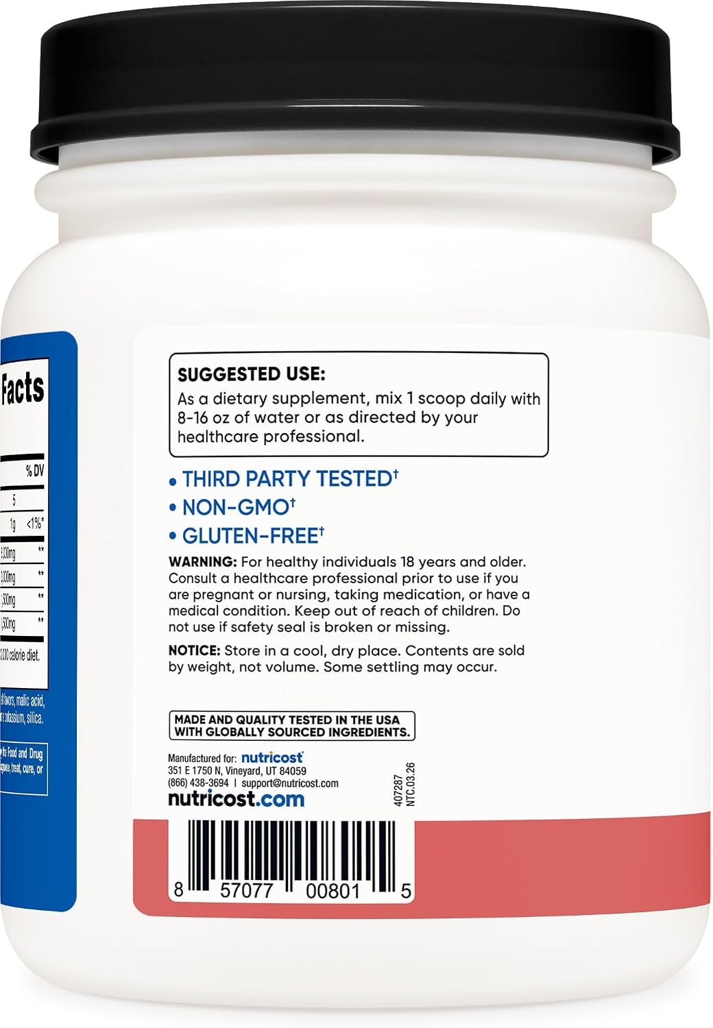 Nutricost BCAA Powder (Strawberry Kiwi, 90 Servings) - Optimal 2:1:1 Ratio