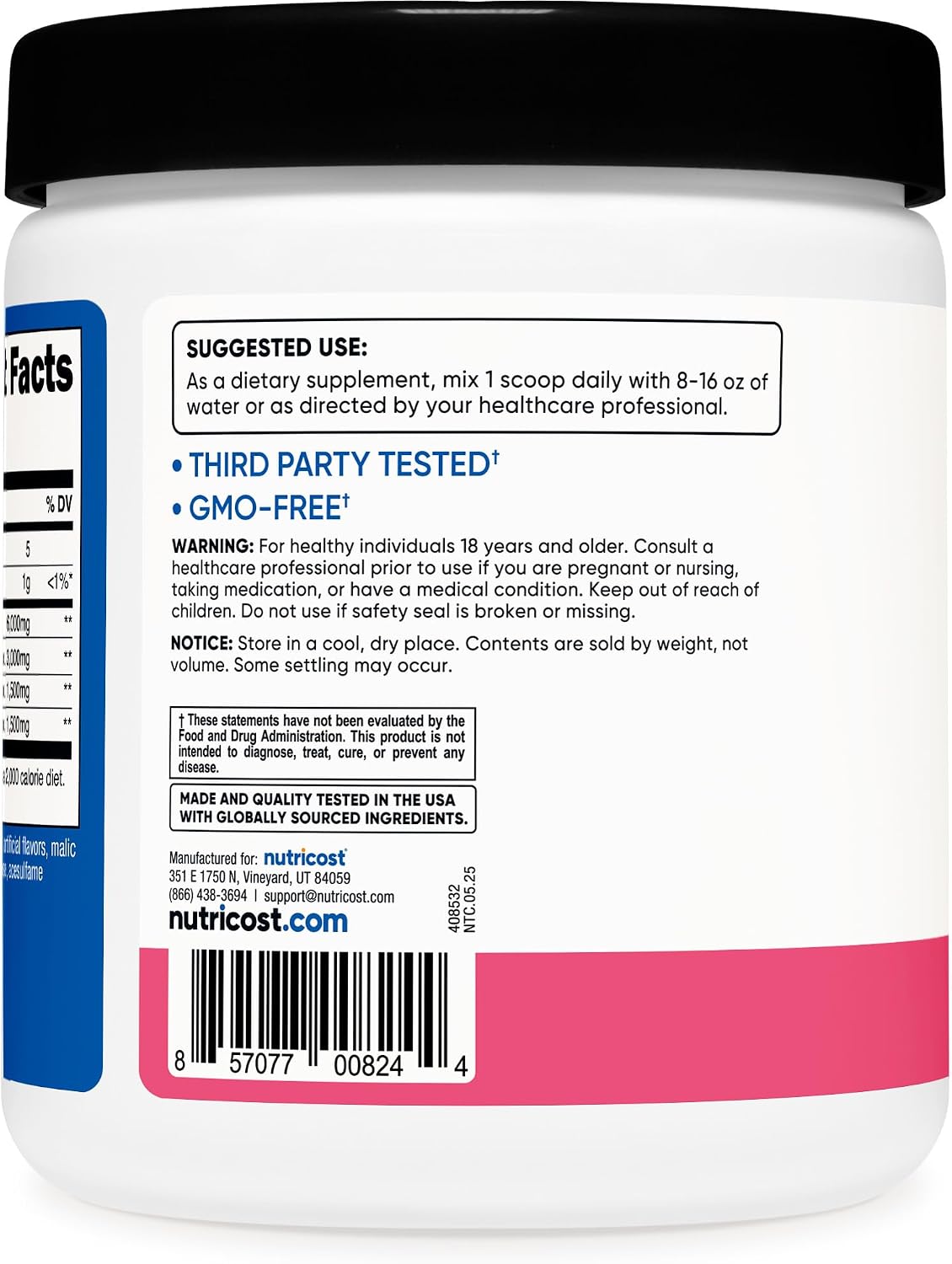 Nutricost BCAA Powder (Strawberry Kiwi, 90 Servings) - Optimal 2:1:1 Ratio
