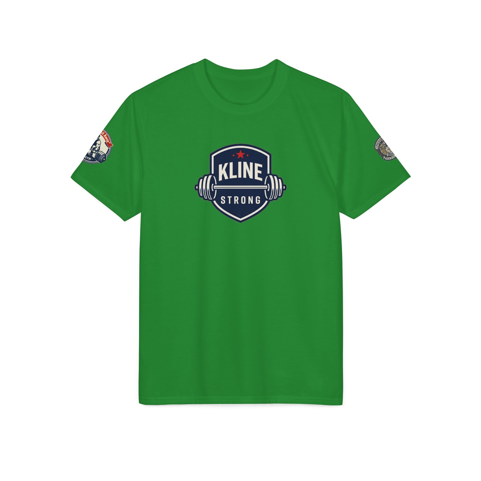 Performance T-Shirt — "Kline Strong" Fitness Tee with Motivational Back Patch: "The Hardest Struggles Come Before The Biggest Blessings"