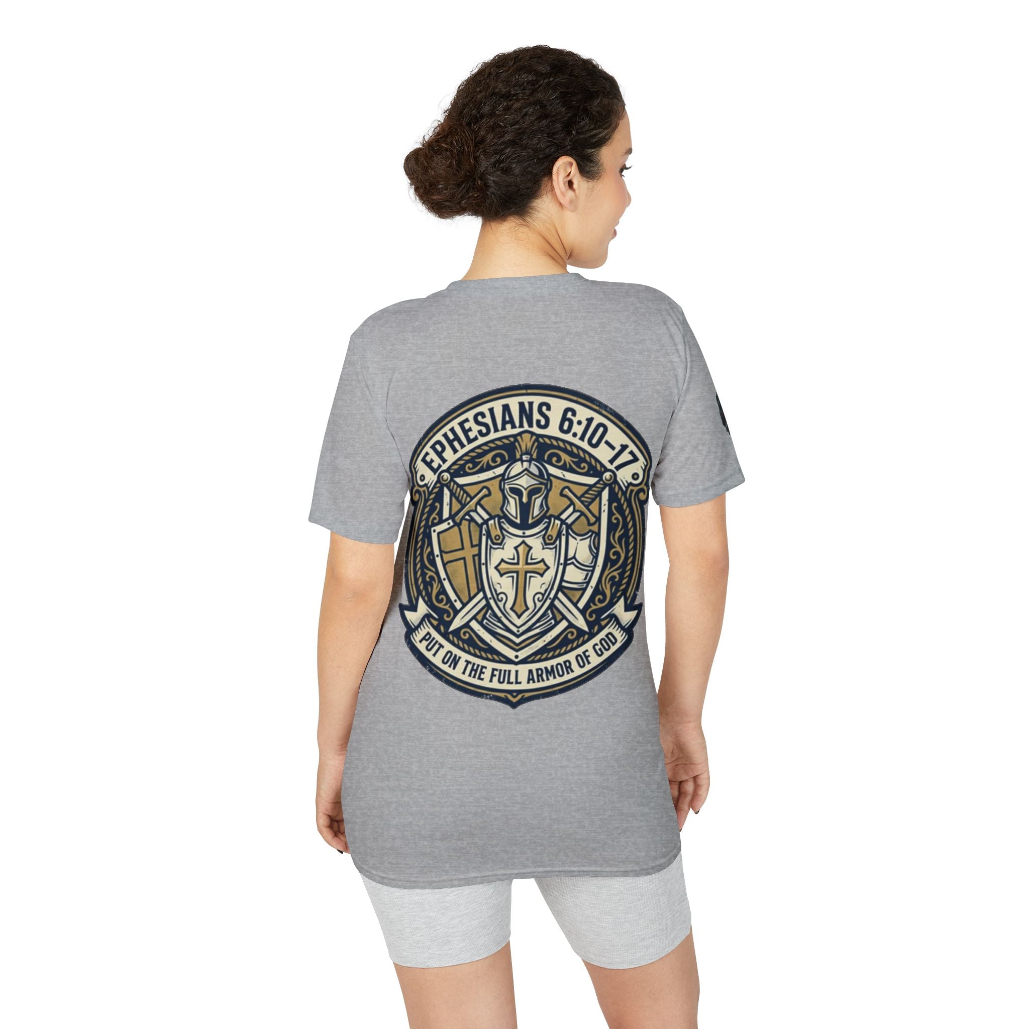 Christian Gym T-Shirt — "Lift It All Anyway" / Ephesians 6:10–17 Armor of God Fitness Tee