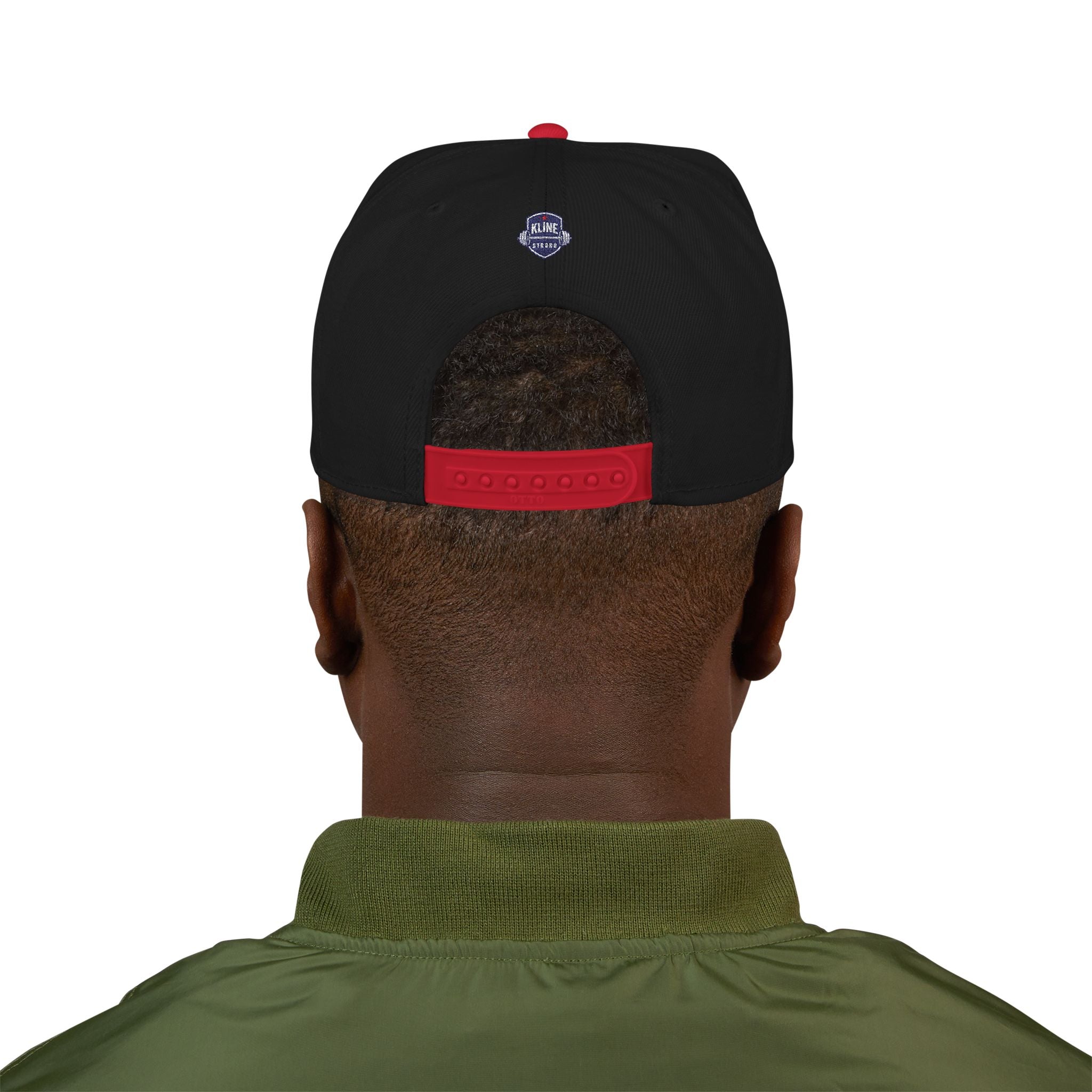 Embroidered Street Patch Snapback Hat — Red Graffiti Logo