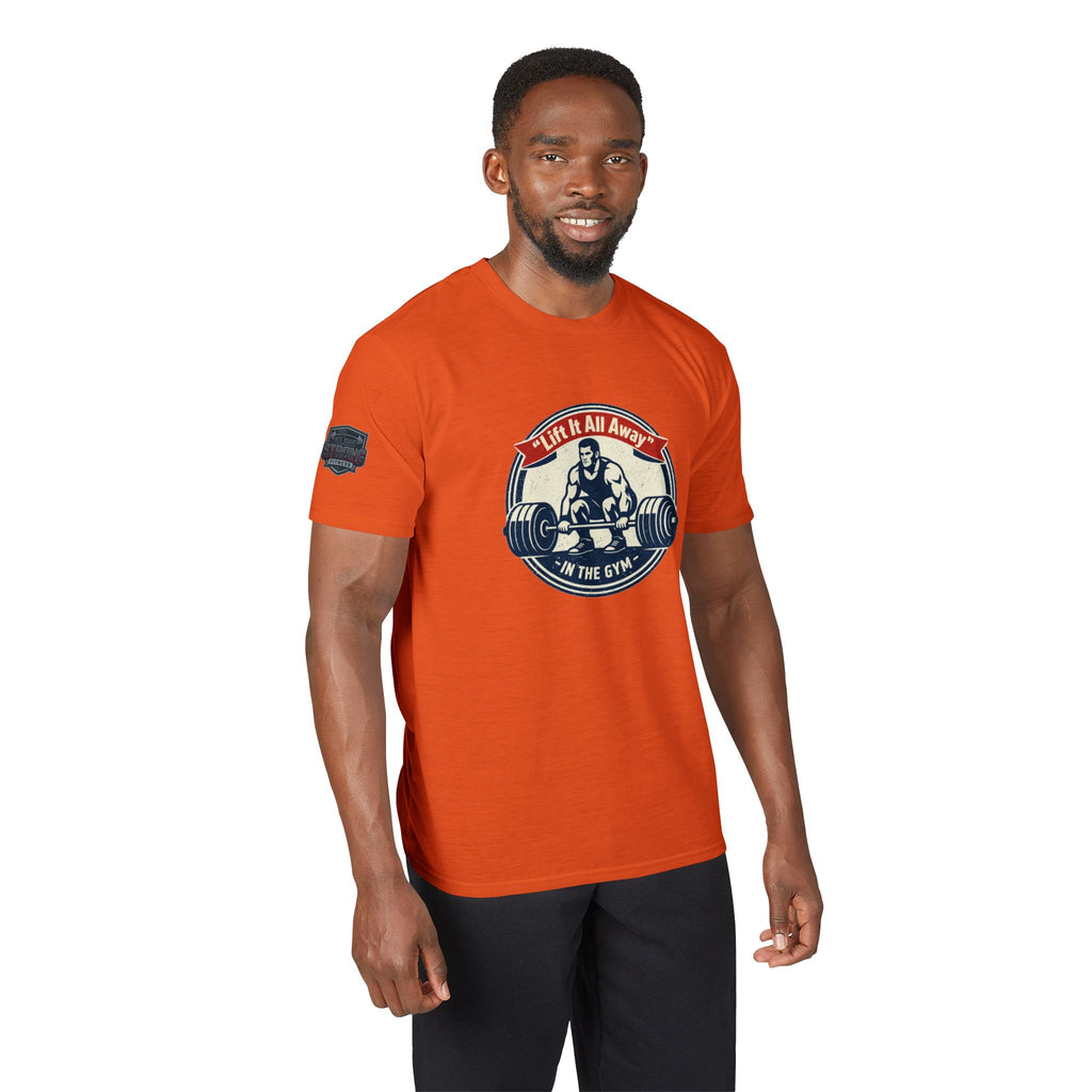 Christian Gym T-Shirt — "Lift It All Anyway" / Ephesians 6:10–17 Armor of God Fitness Tee