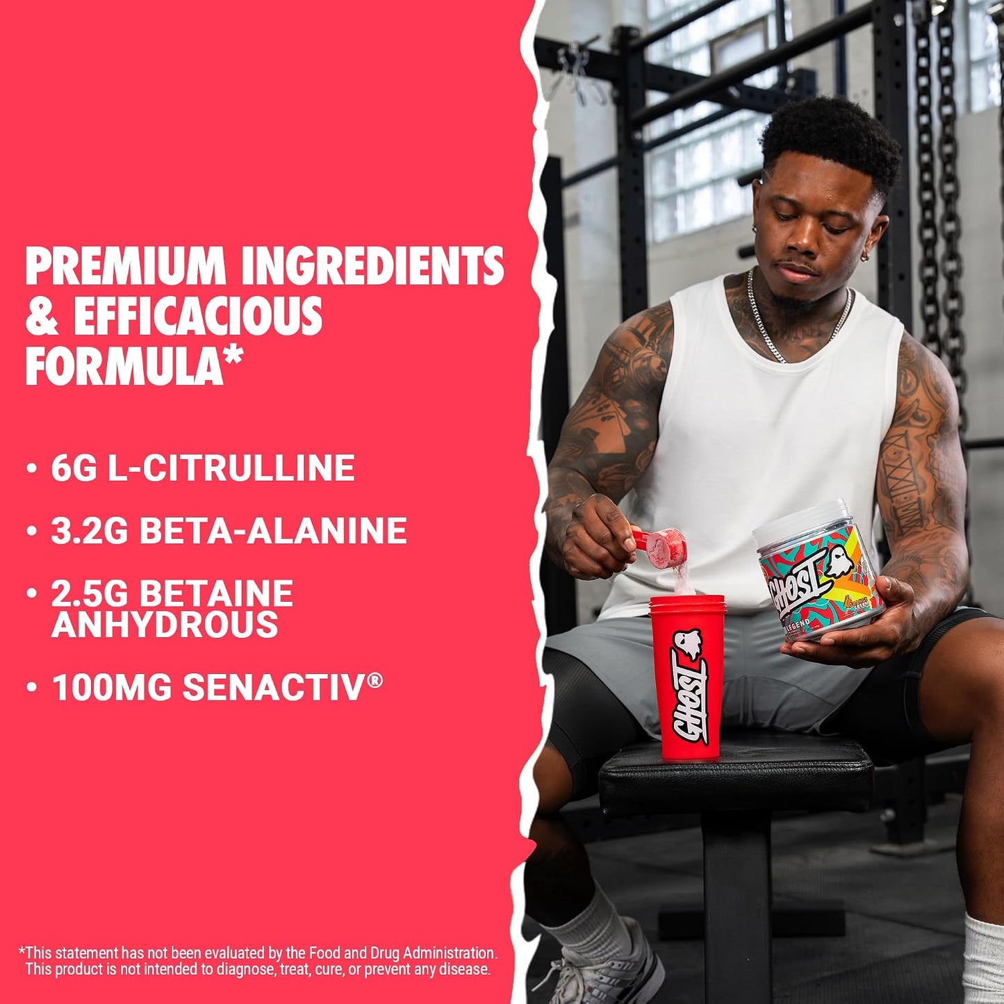 GHOST Legend Pre-Workout Powder, Sonic Cherry Limeade, 30 Servings | Pre-Workout with 300MG Caffeine, L-Citrulline, & Beta Alanine - Energy & Focus for Men & Women - Free of Soy, Sugar, & Gluten
