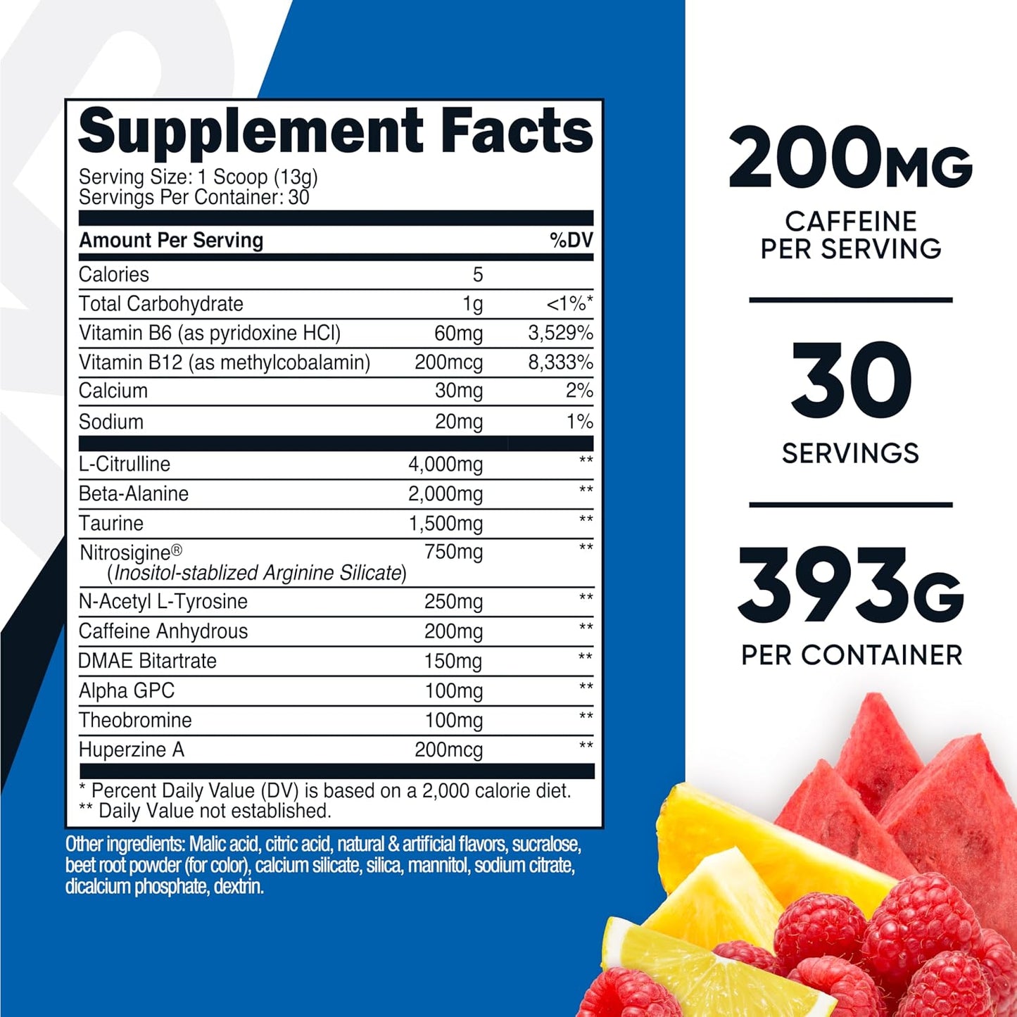 Nutricost Pre-Workout Complex Powder (Blue Raspberry) 30 Servings | Pre-Workout Supplement with Beta-Alanine, Taurine & Amino Acids