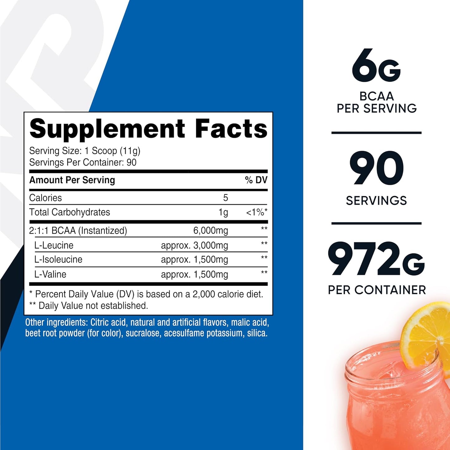 Nutricost BCAA Powder (Strawberry Kiwi, 90 Servings) - Optimal 2:1:1 Ratio