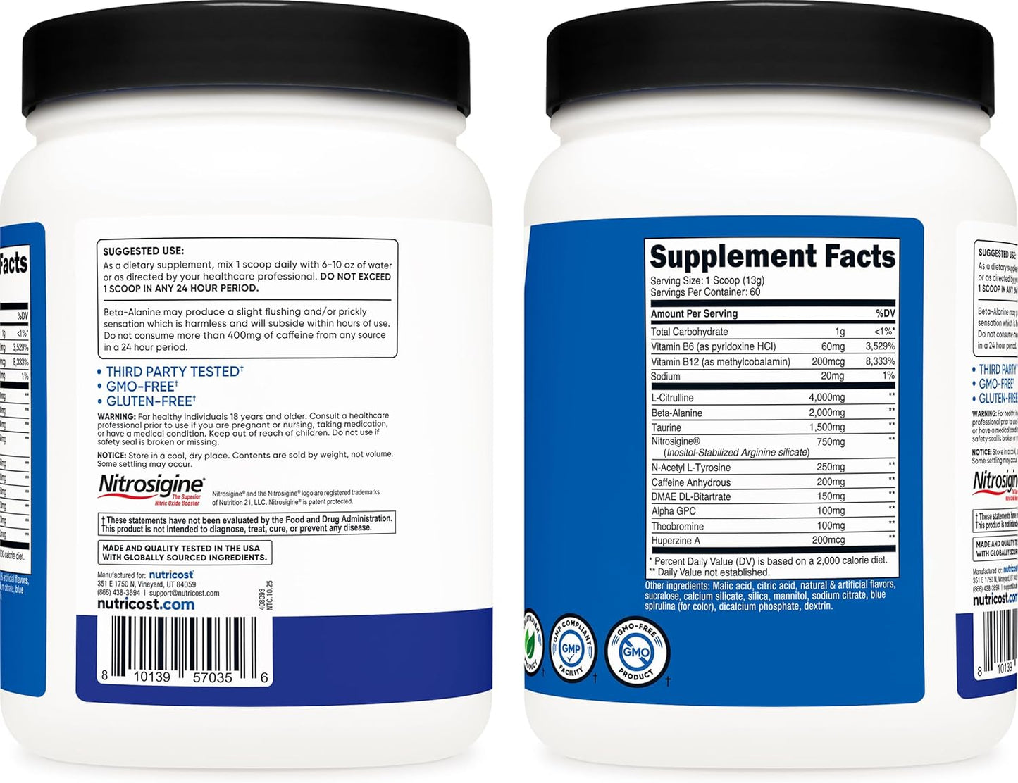 Nutricost Pre-Workout Complex Powder (Blue Raspberry) 30 Servings | Pre-Workout Supplement with Beta-Alanine, Taurine & Amino Acids