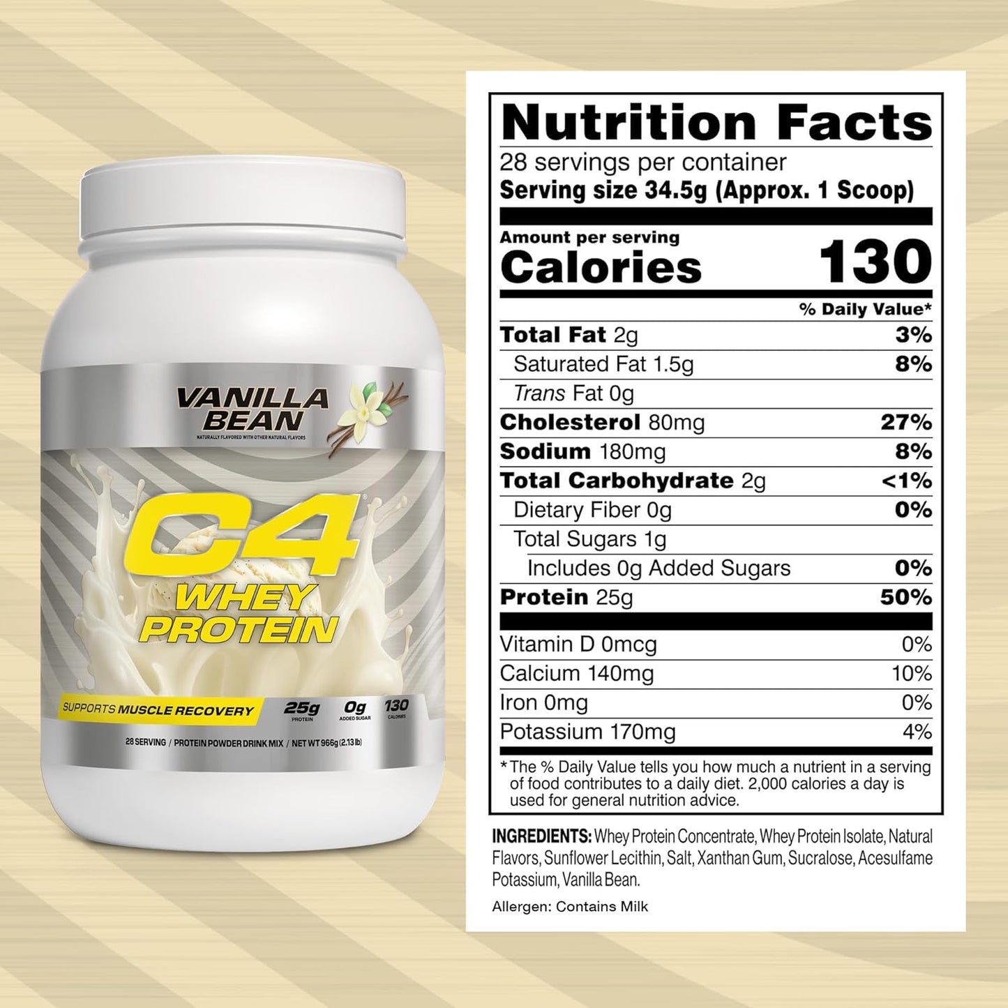 C4 Whey Protein Powder, 25g of Protein for Muscle Recover, 28 Servings