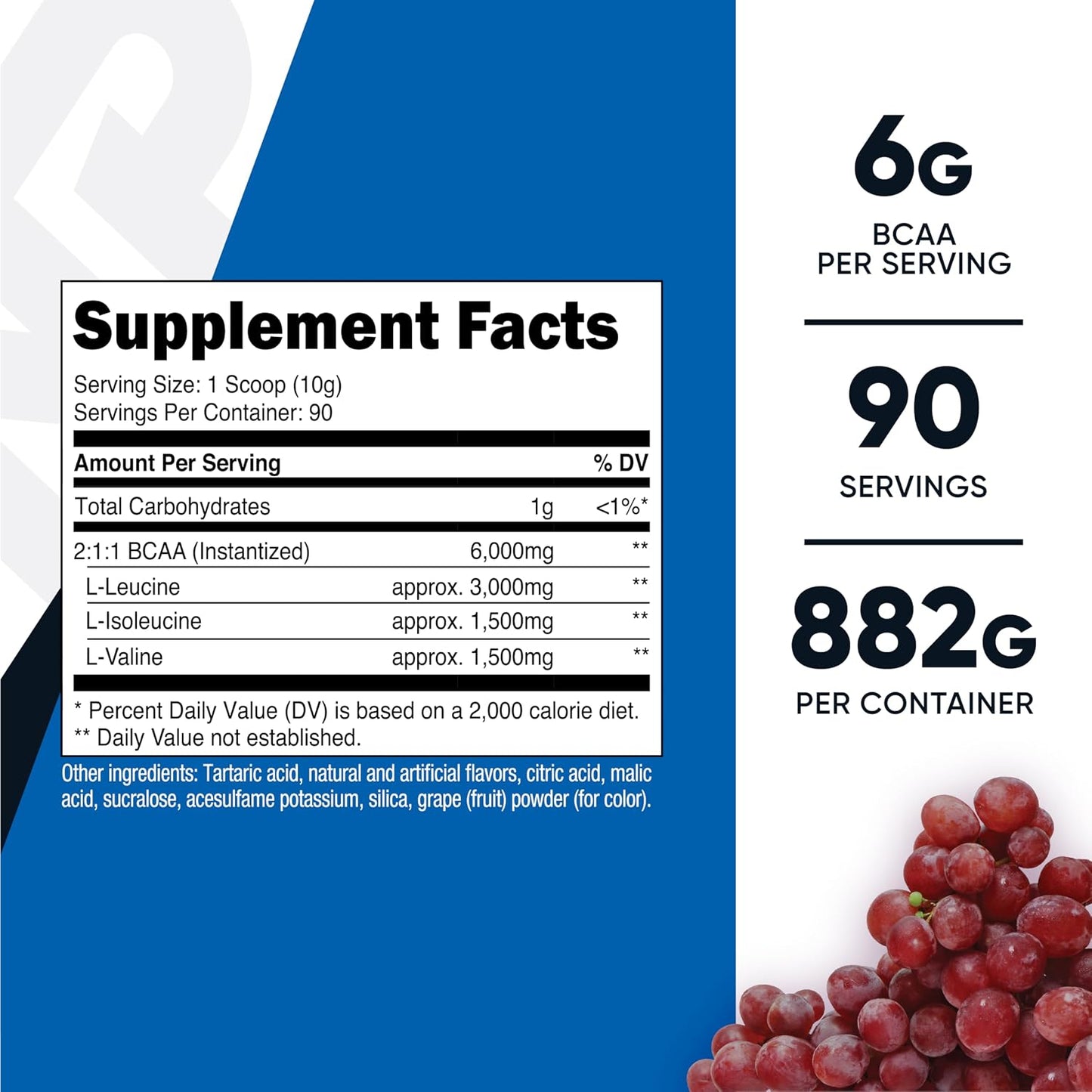 Nutricost BCAA Powder (Strawberry Kiwi, 90 Servings) - Optimal 2:1:1 Ratio
