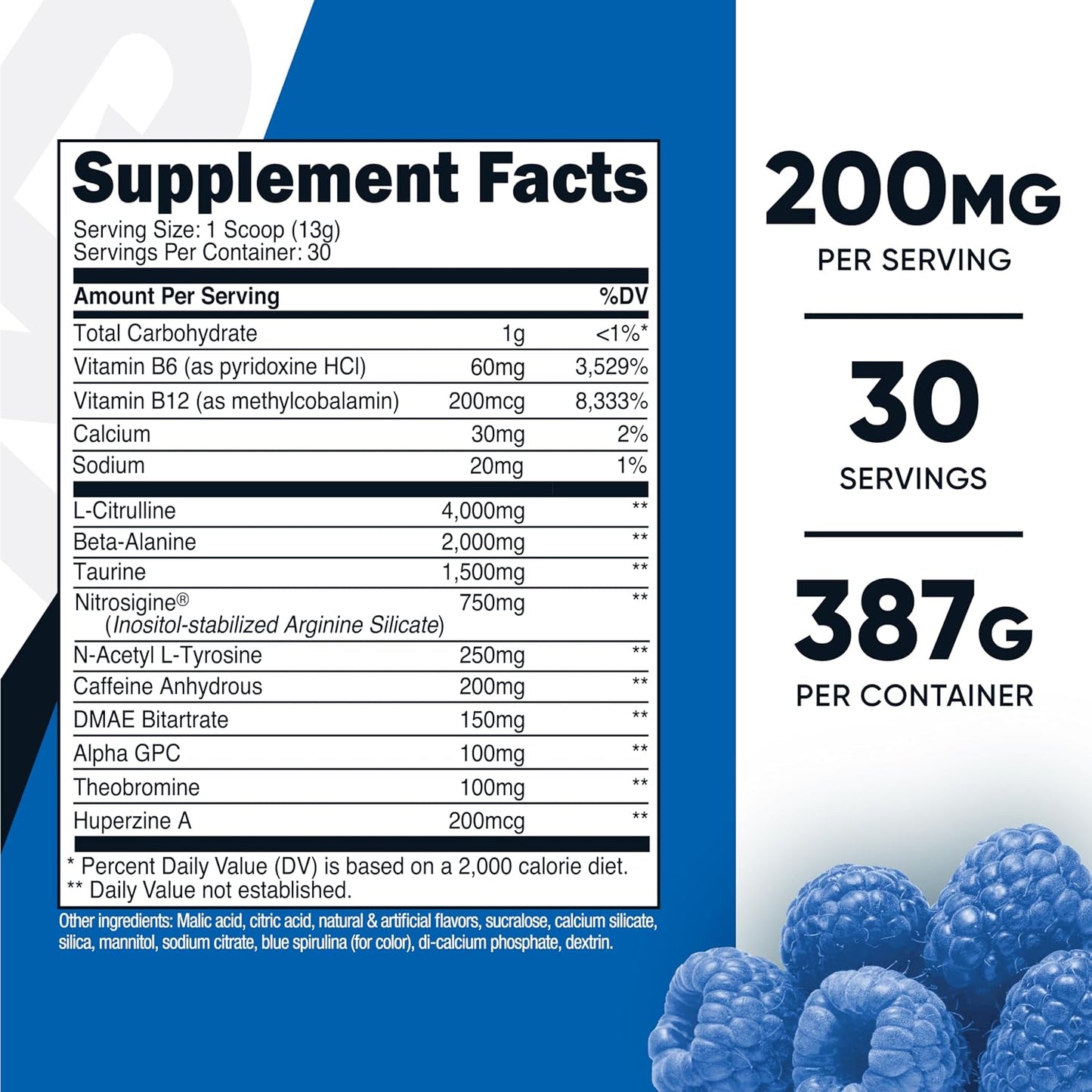 Nutricost Pre-Workout Complex Powder (Blue Raspberry) 30 Servings | Pre-Workout Supplement with Beta-Alanine, Taurine & Amino Acids