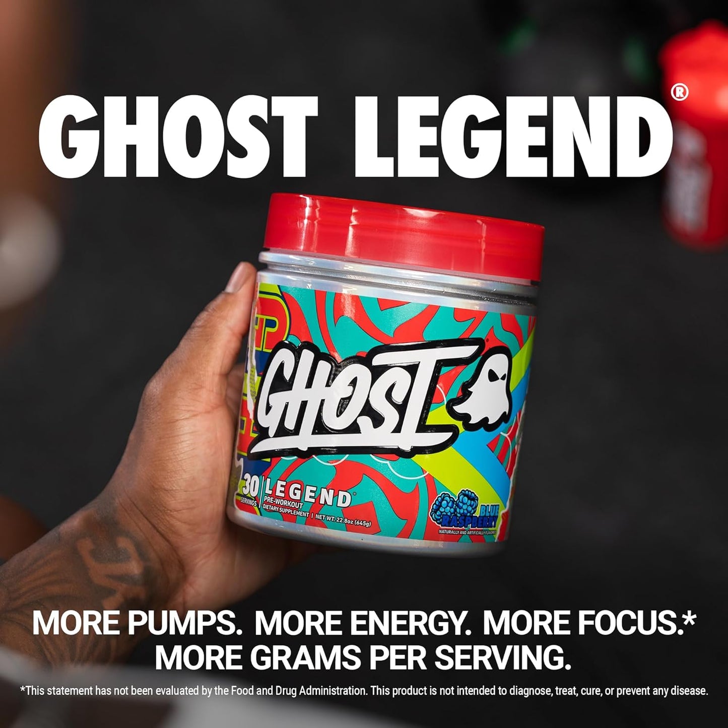 GHOST Legend Pre-Workout Powder, Sonic Cherry Limeade, 30 Servings | Pre-Workout with 300MG Caffeine, L-Citrulline, & Beta Alanine - Energy & Focus for Men & Women - Free of Soy, Sugar, & Gluten