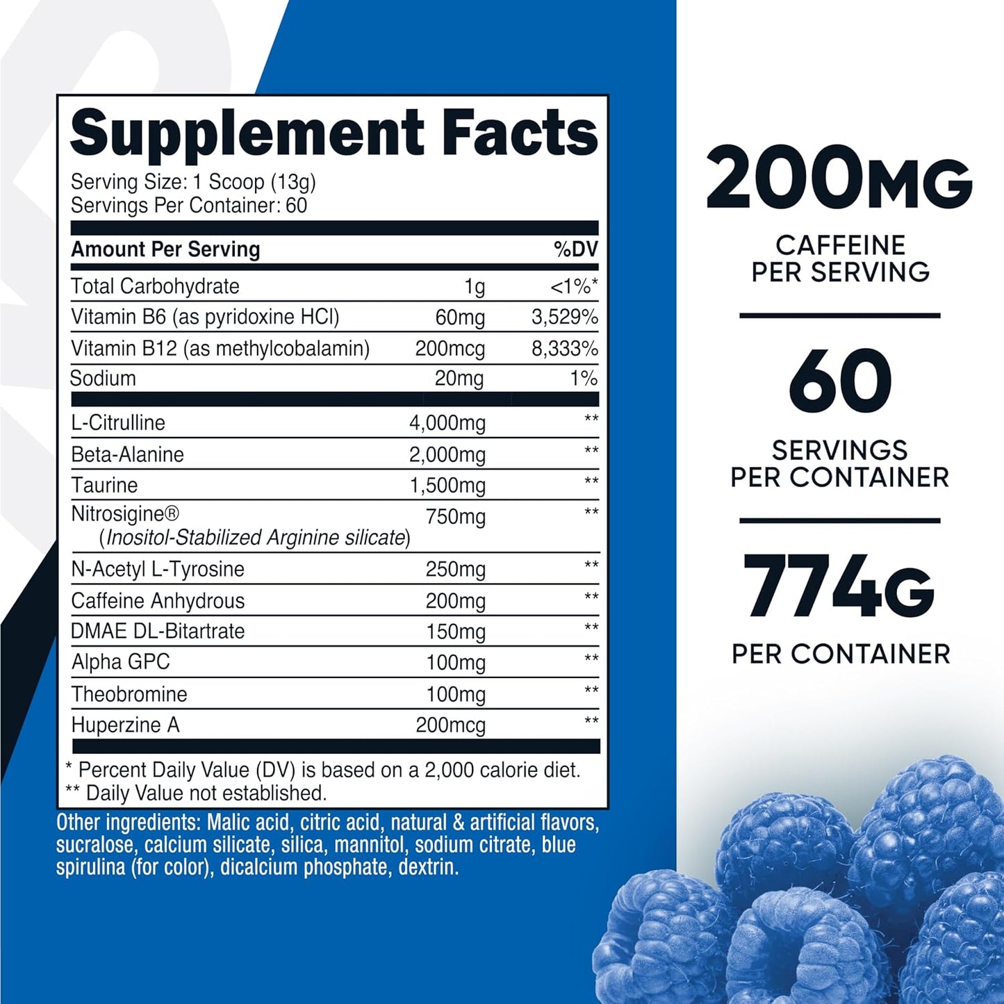 Nutricost Pre-Workout Complex Powder (Blue Raspberry) 30 Servings | Pre-Workout Supplement with Beta-Alanine, Taurine & Amino Acids