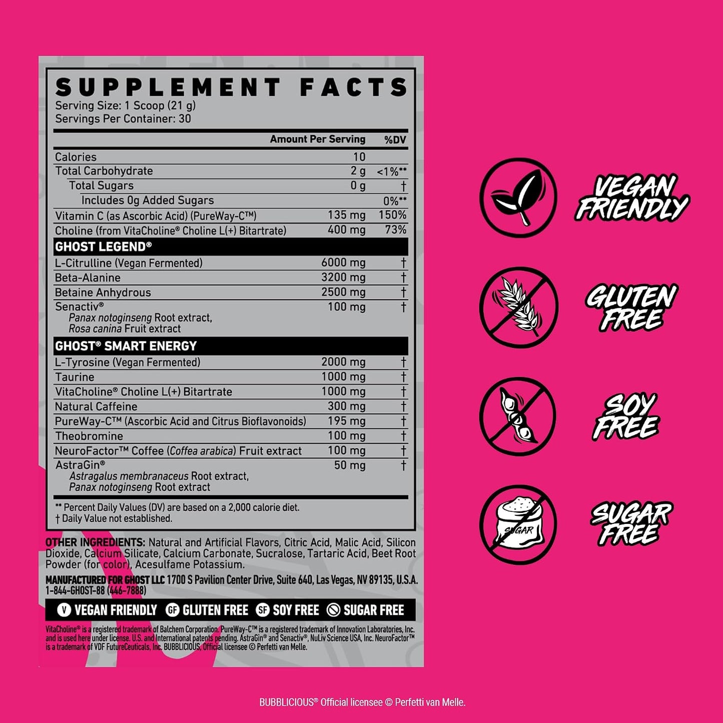 GHOST Legend Pre-Workout Powder, Sonic Cherry Limeade, 30 Servings | Pre-Workout with 300MG Caffeine, L-Citrulline, & Beta Alanine - Energy & Focus for Men & Women - Free of Soy, Sugar, & Gluten