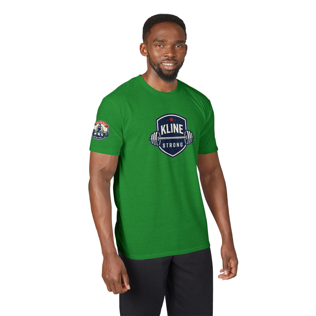 Performance T-Shirt — "Kline Strong" Fitness Tee with Motivational Back Patch: "The Hardest Struggles Come Before The Biggest Blessings"