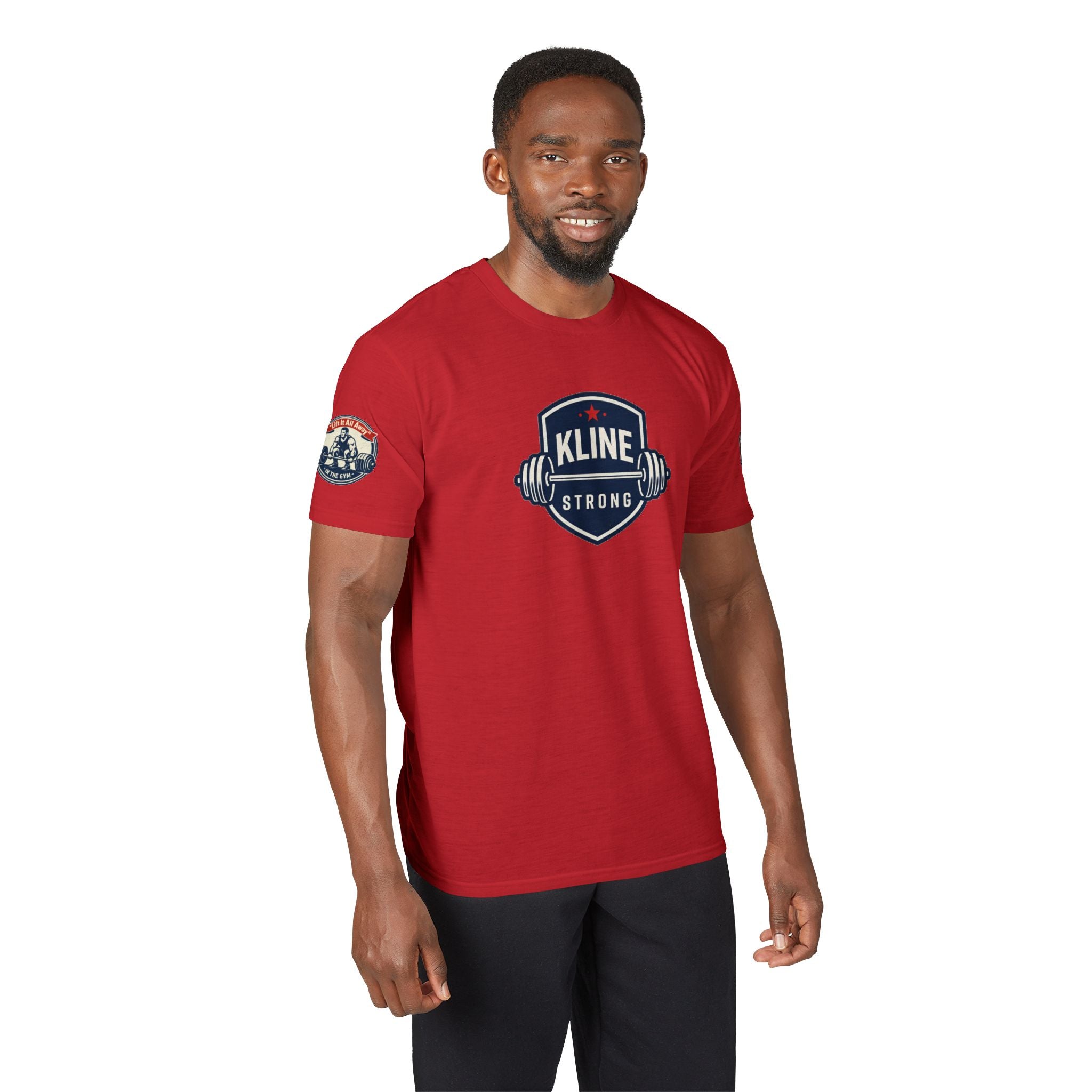 Performance T-Shirt — "Kline Strong" Fitness Tee with Motivational Back Patch: "The Hardest Struggles Come Before The Biggest Blessings"