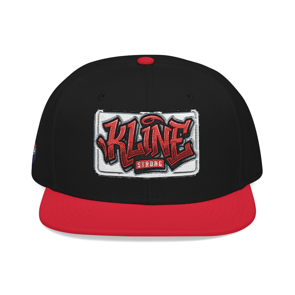 Embroidered Street Patch Snapback Hat — Red Graffiti Logo
