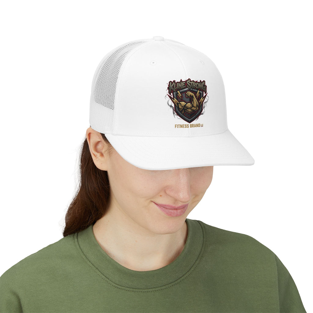 Vintage Muscle Trucker Cap — "Stay Strong" Fitness Snapback