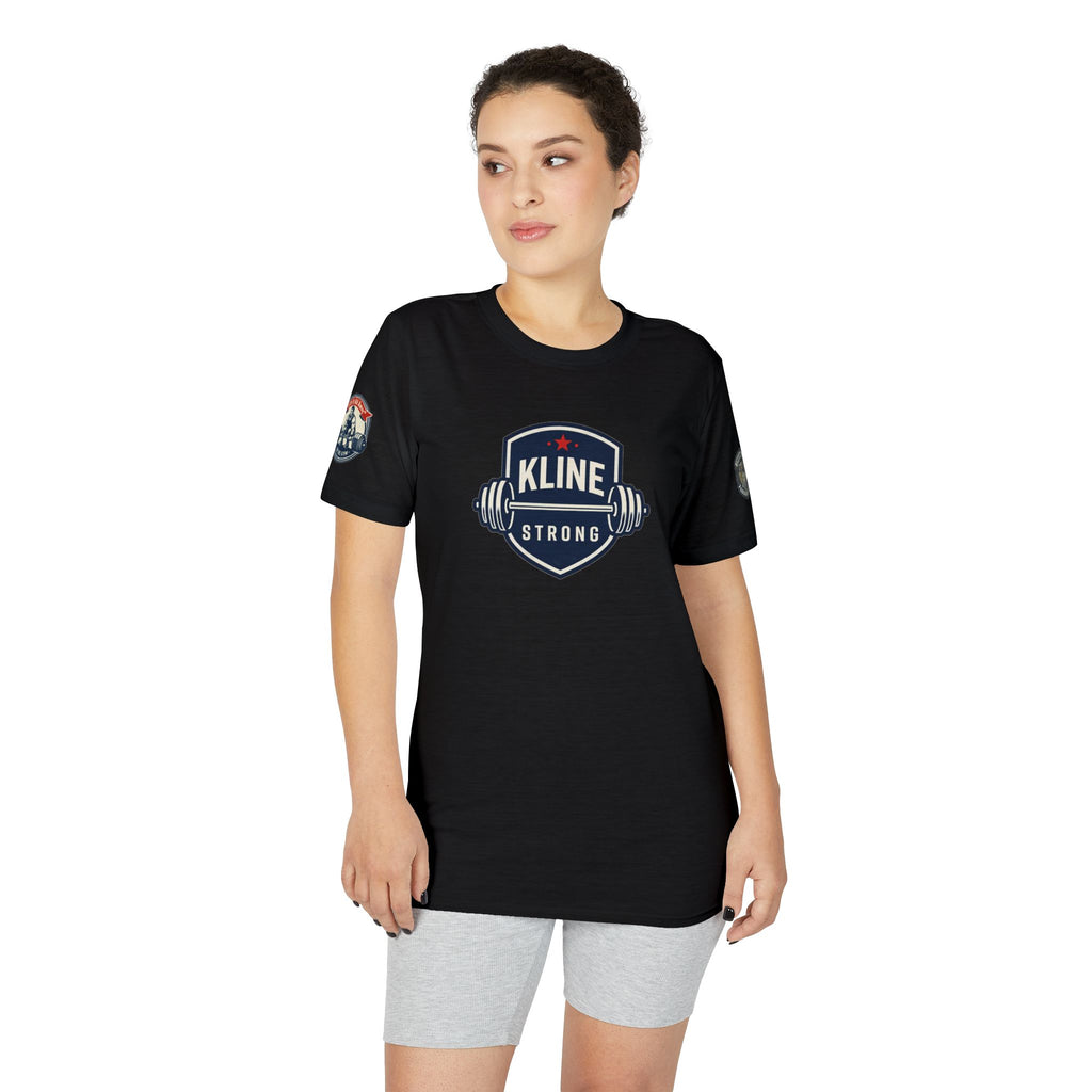 Performance T-Shirt — "Kline Strong" Fitness Tee with Motivational Back Patch: "The Hardest Struggles Come Before The Biggest Blessings"