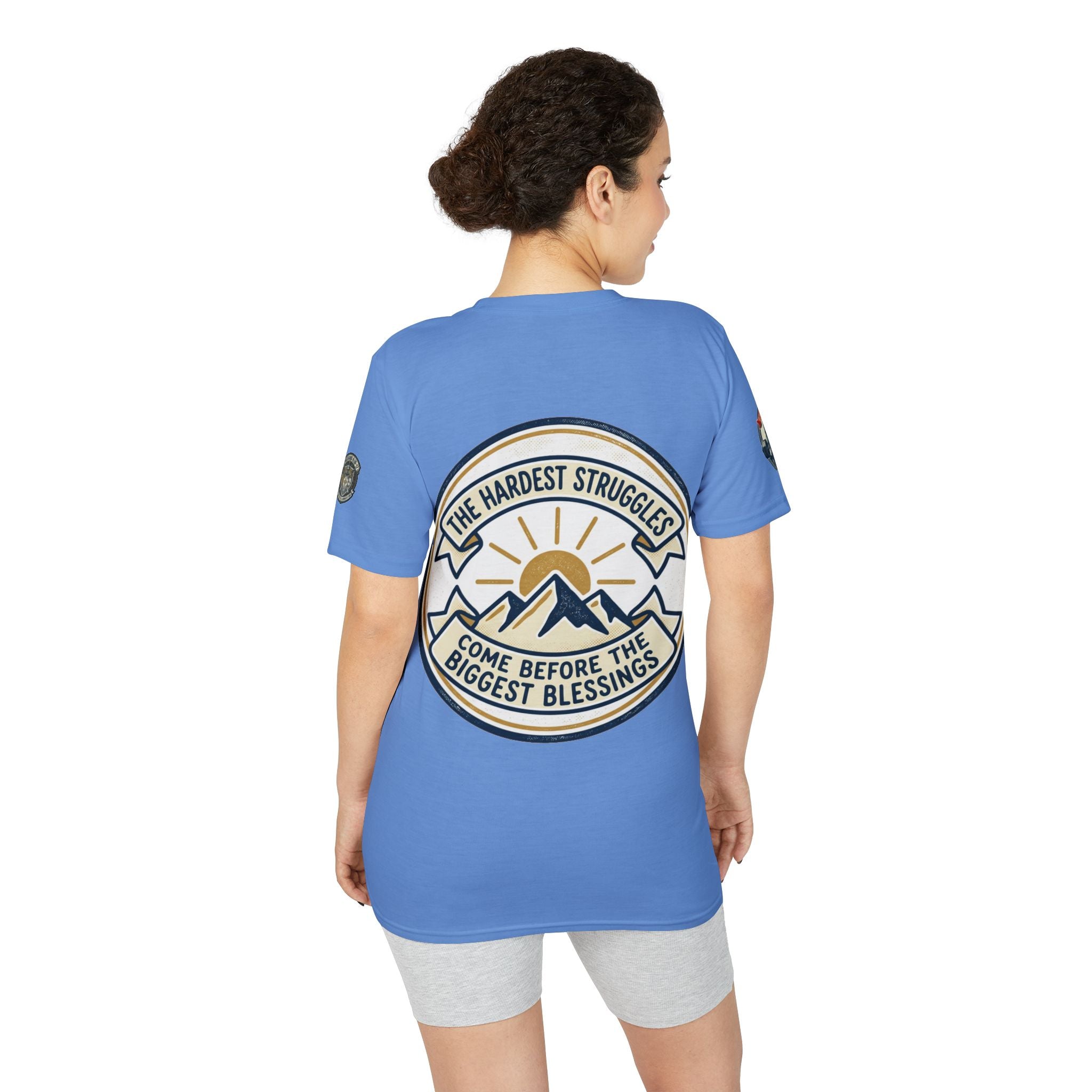Performance T-Shirt — "Kline Strong" Fitness Tee with Motivational Back Patch: "The Hardest Struggles Come Before The Biggest Blessings"